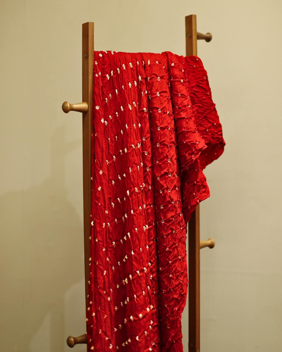 Pure Modal Red Bandhej Saree Cut – 6 Meter