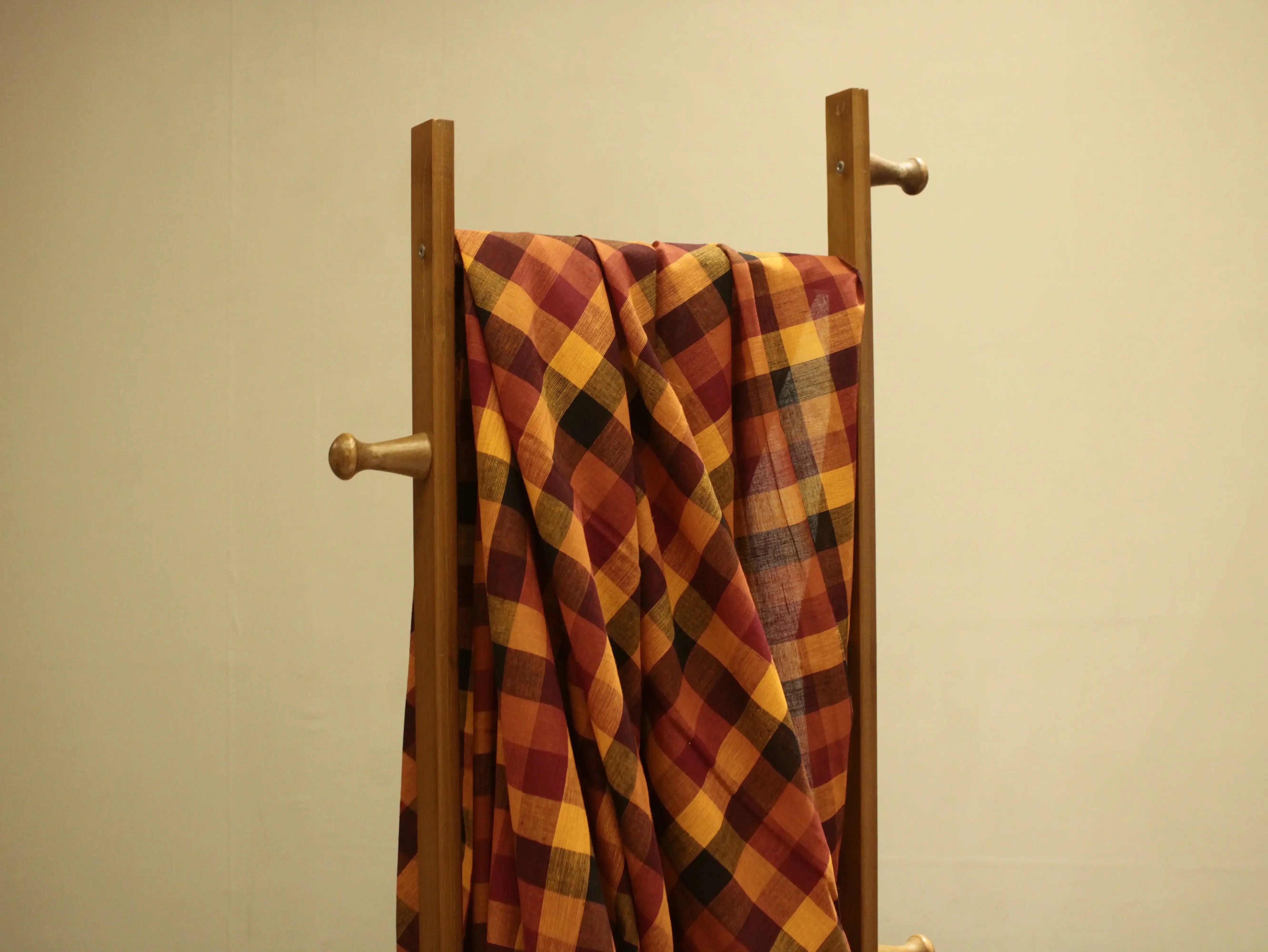 Mini Multi Checked Handloom Pure Cotton Woven Fabric - M'Foks