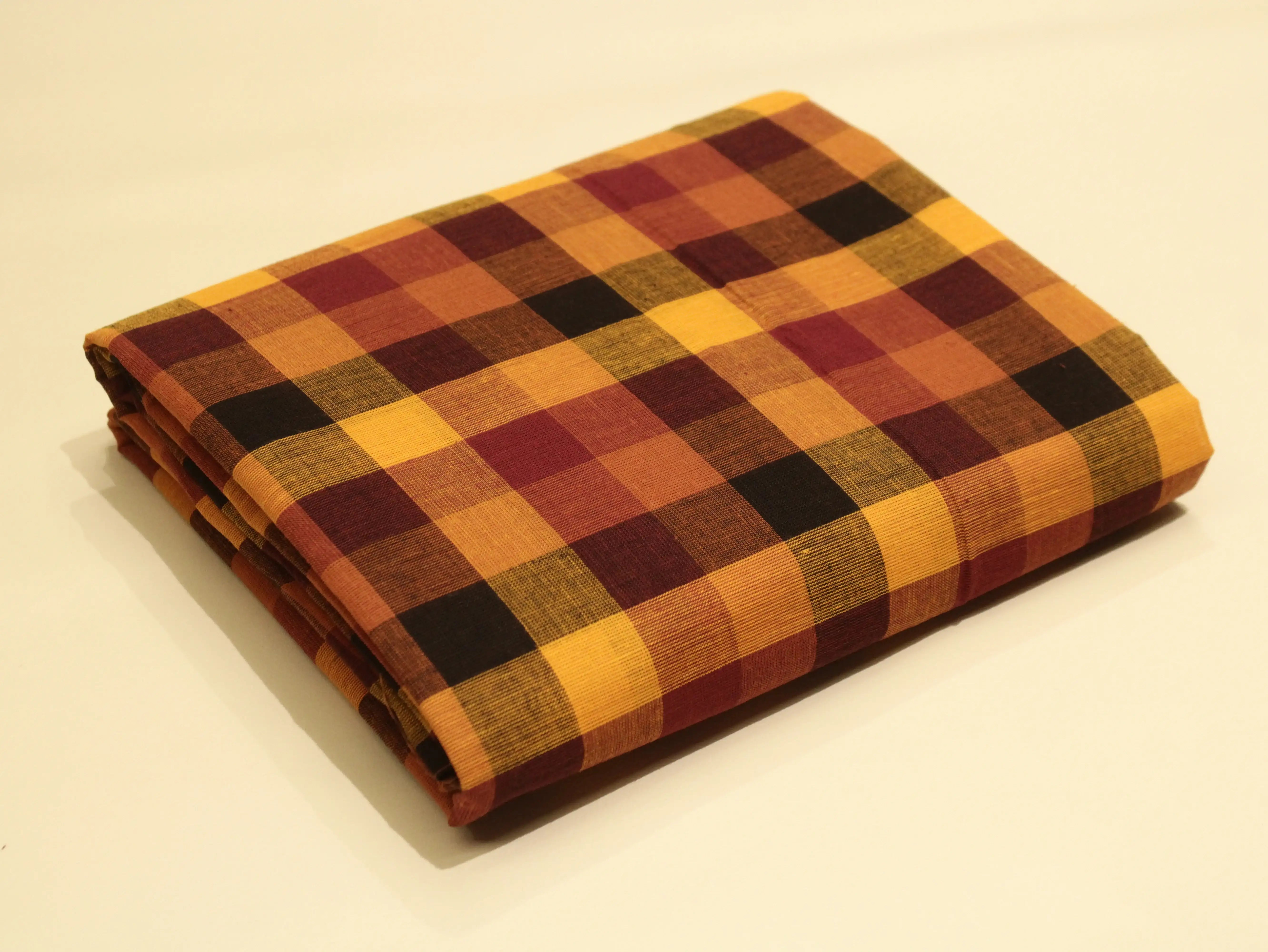 Mini Multi Checked Handloom Pure Cotton Woven Fabric