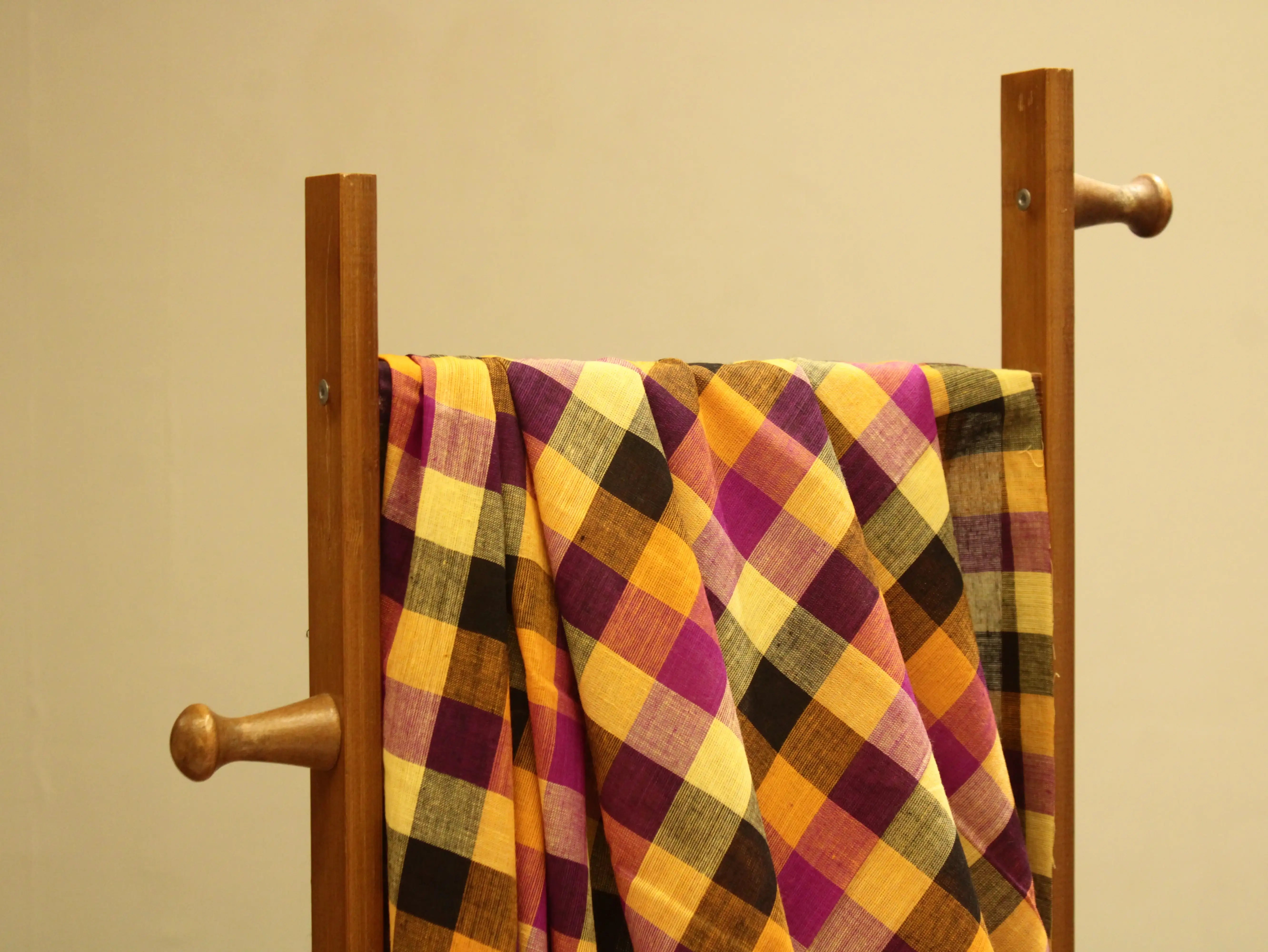 Mini Multi Checked Handloom Pure Cotton Woven Fabric
