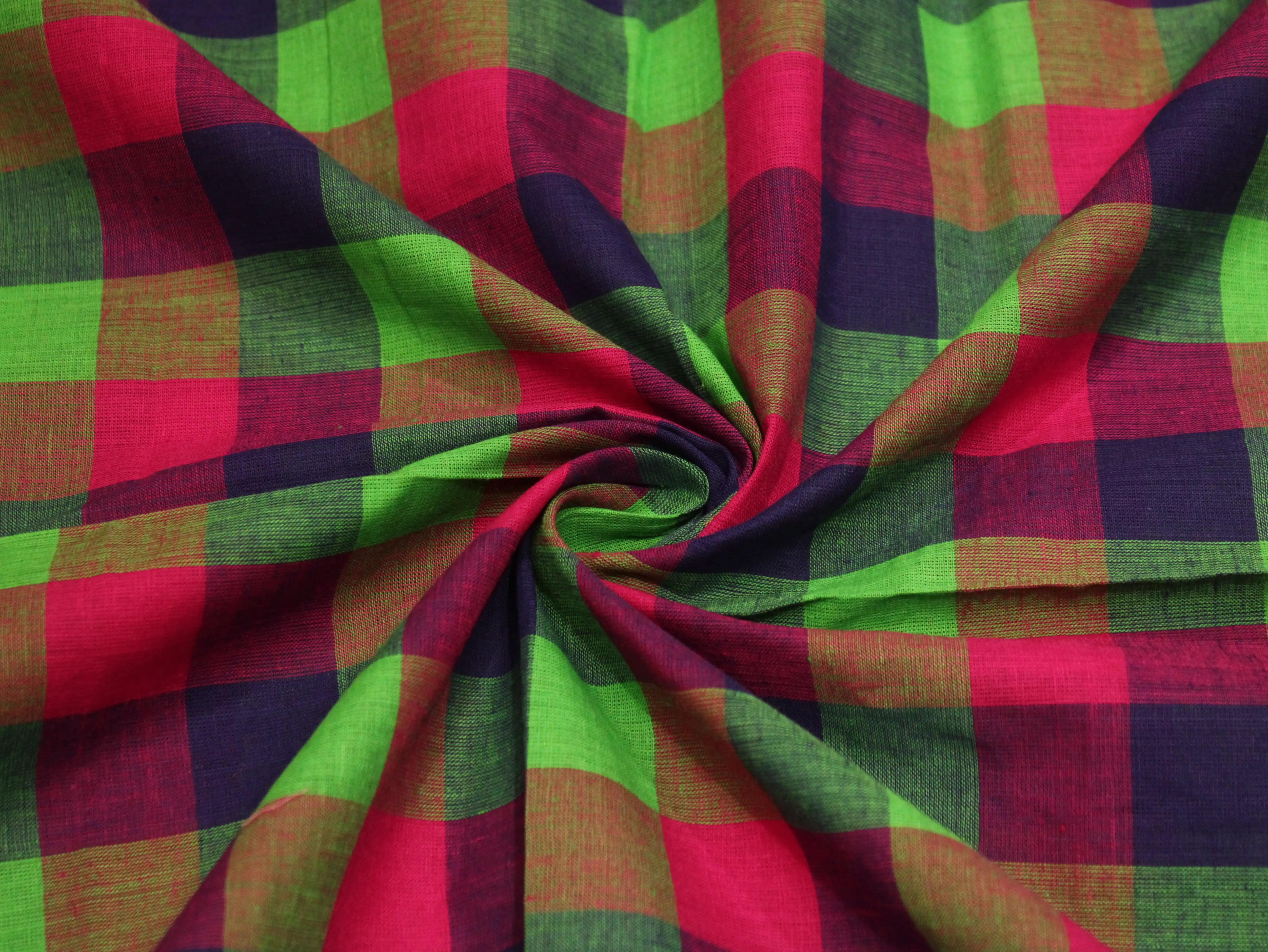Multi Checked Handloom Pure Cotton Woven Fabric