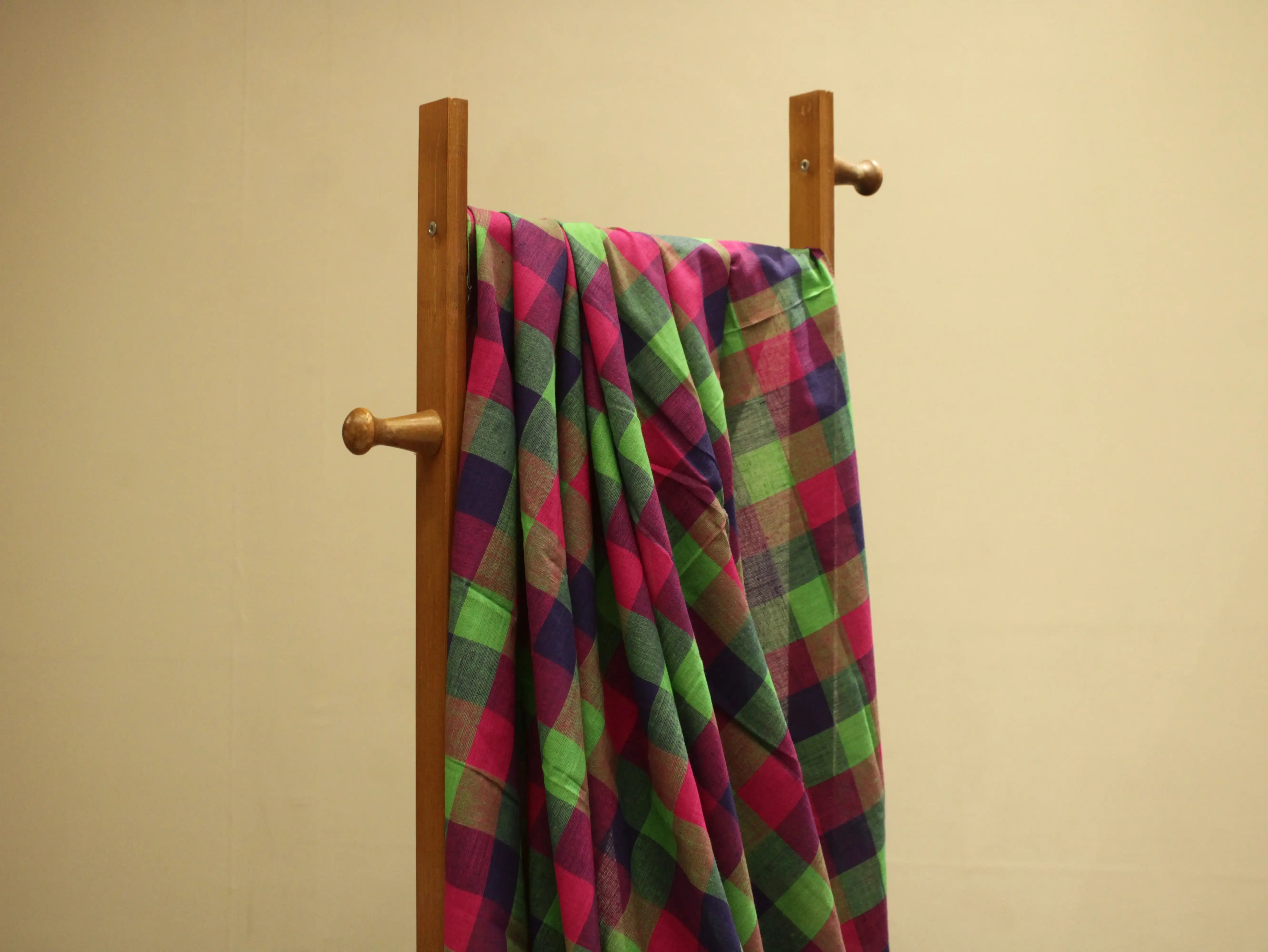 Multi Checked Handloom Pure Cotton Woven Fabric