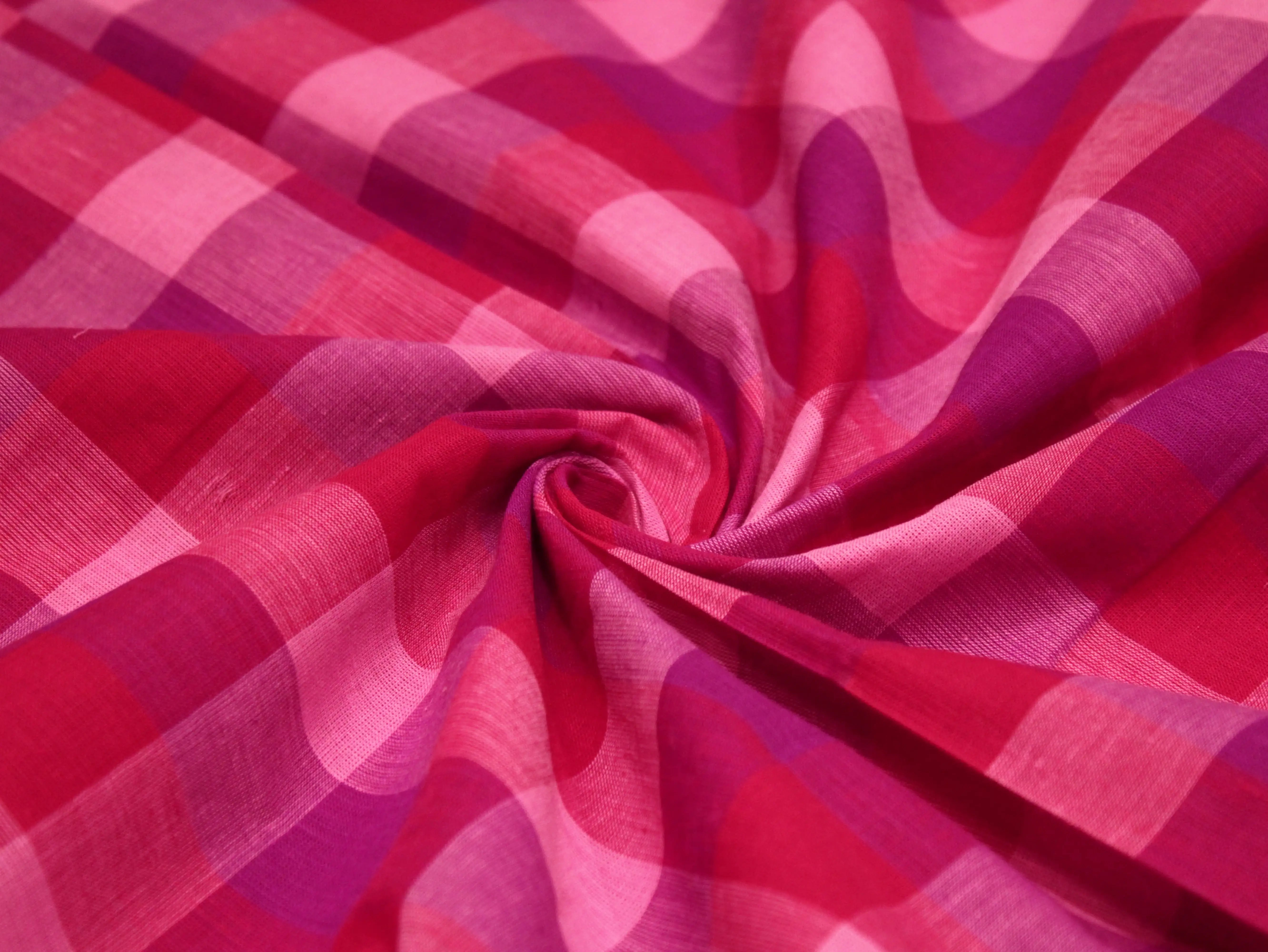 Multi Checked Handloom Pure Cotton Woven Fabric