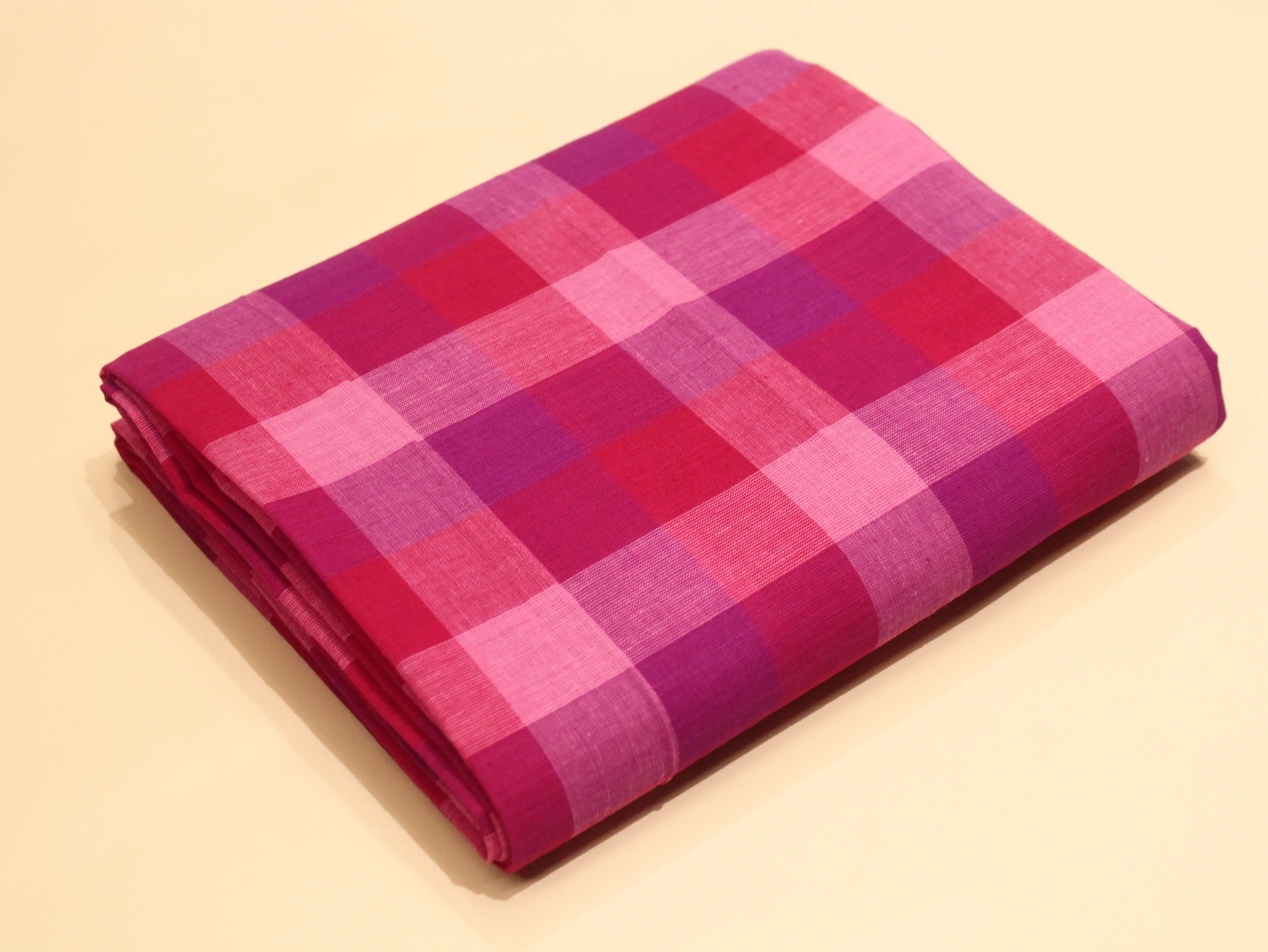 Multi Checked Handloom Pure Cotton Woven Fabric