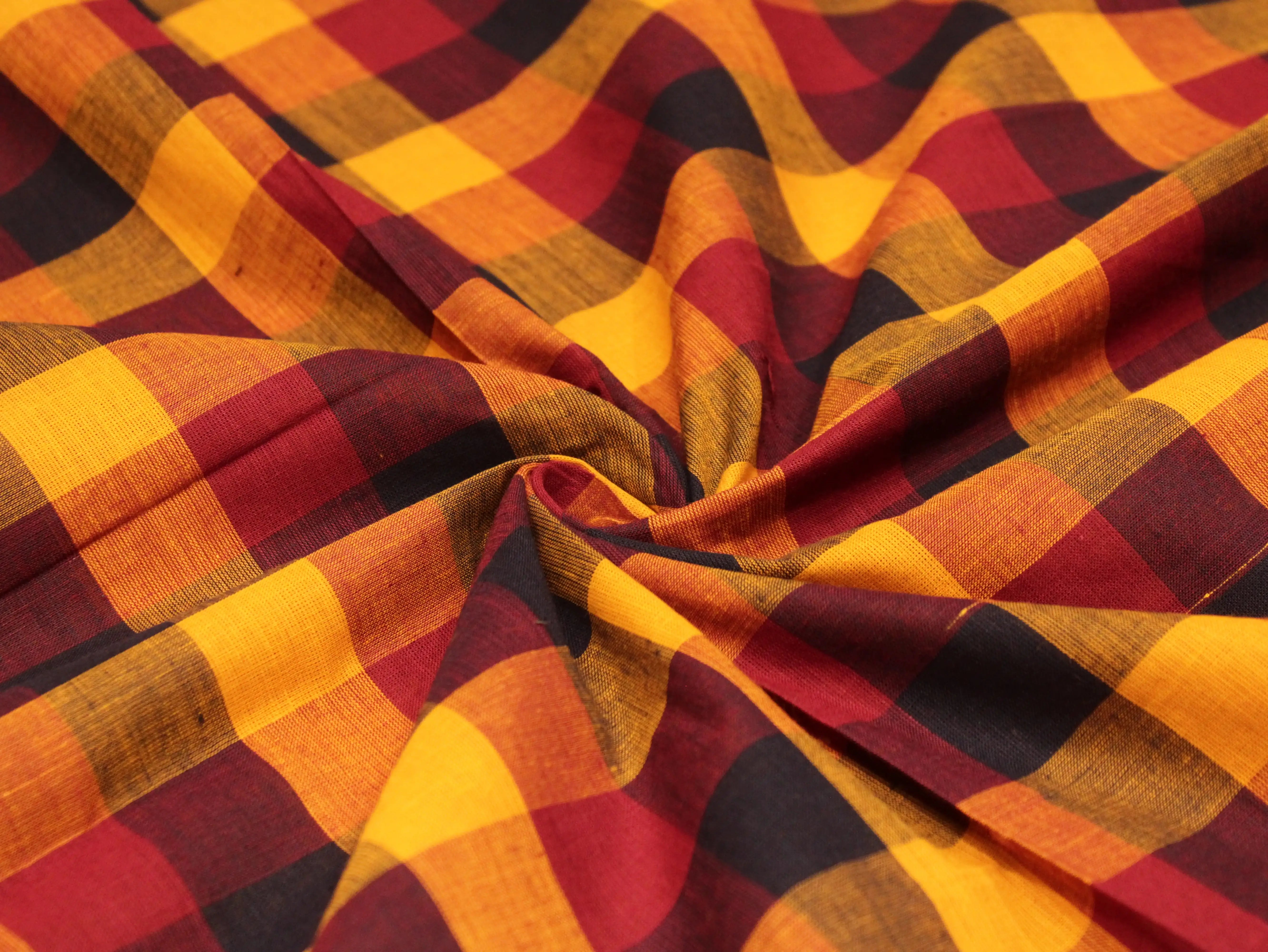 Multi Checked Handloom Pure Cotton Woven Fabric