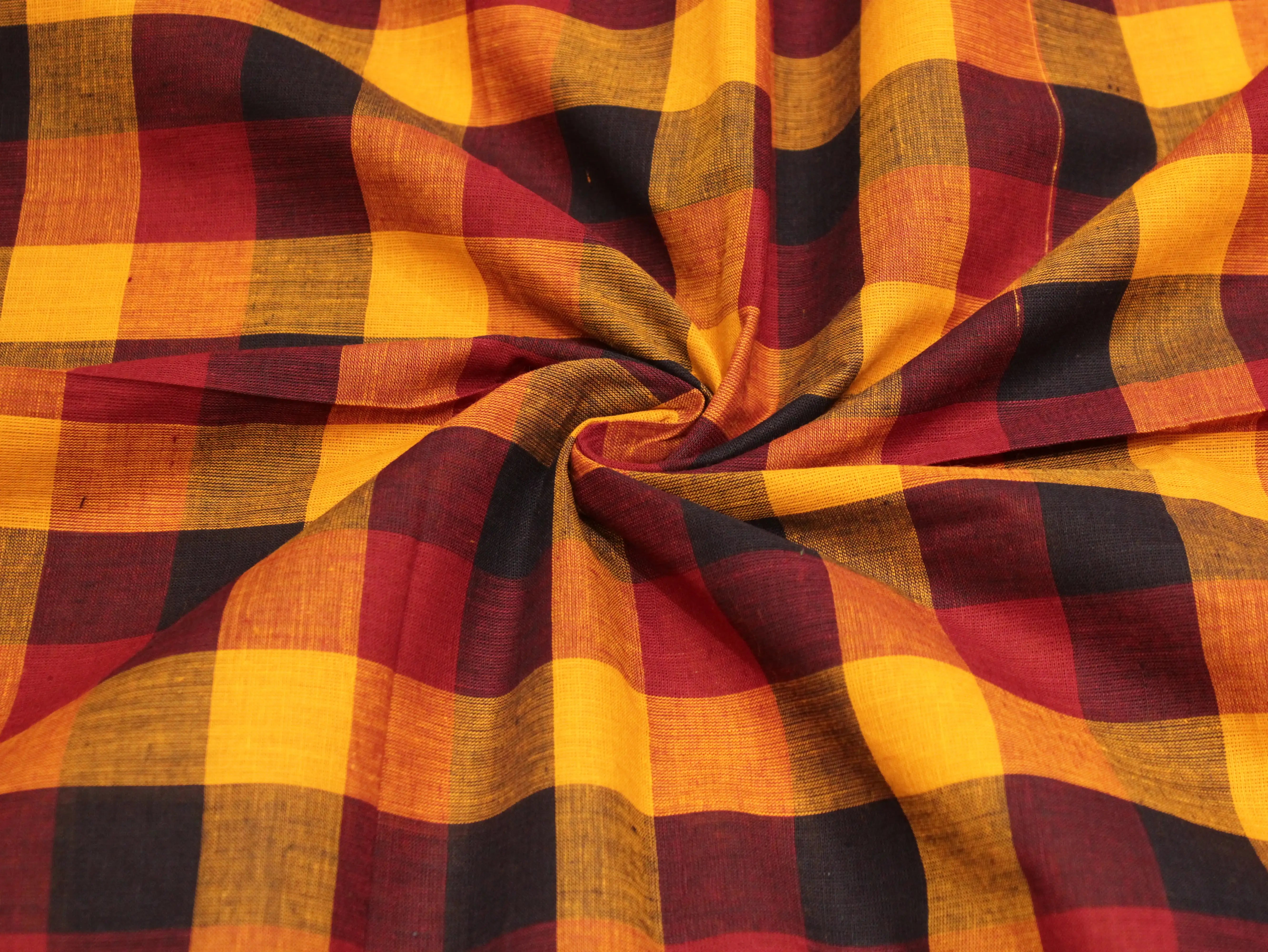 Multi Checked Handloom Pure Cotton Woven Fabric