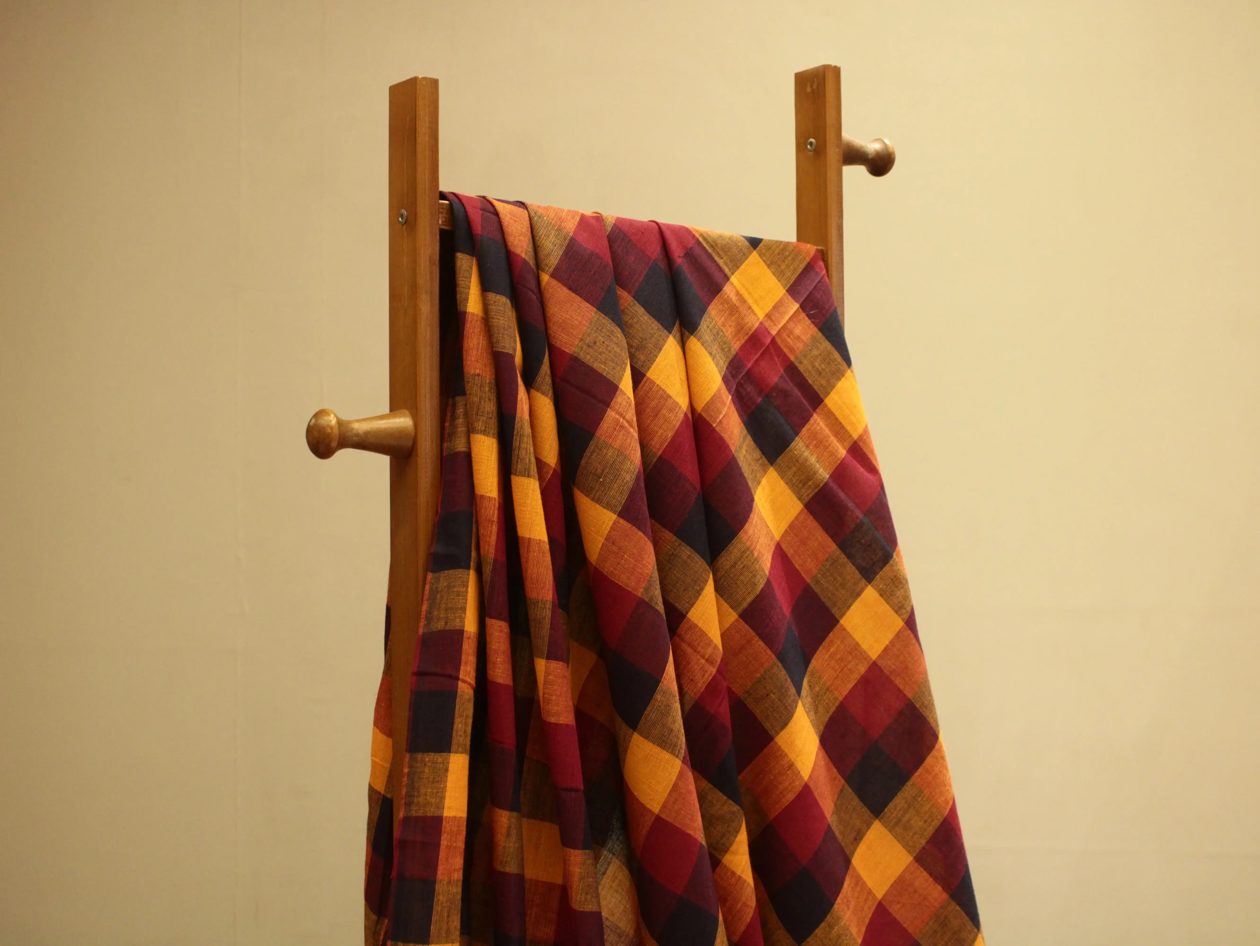 Multi Checked Handloom Pure Cotton Woven Fabric