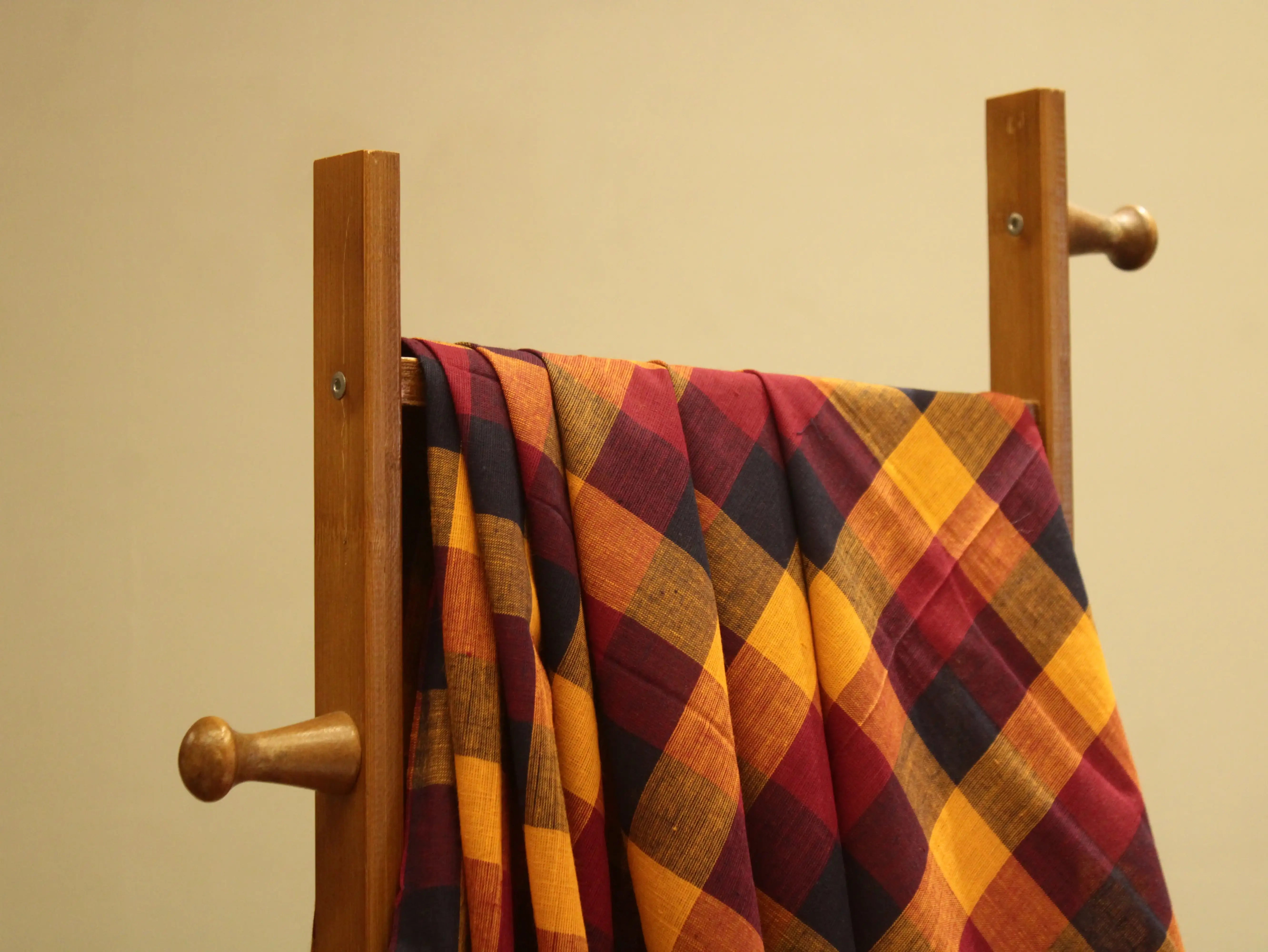 Multi Checked Handloom Pure Cotton Woven Fabric