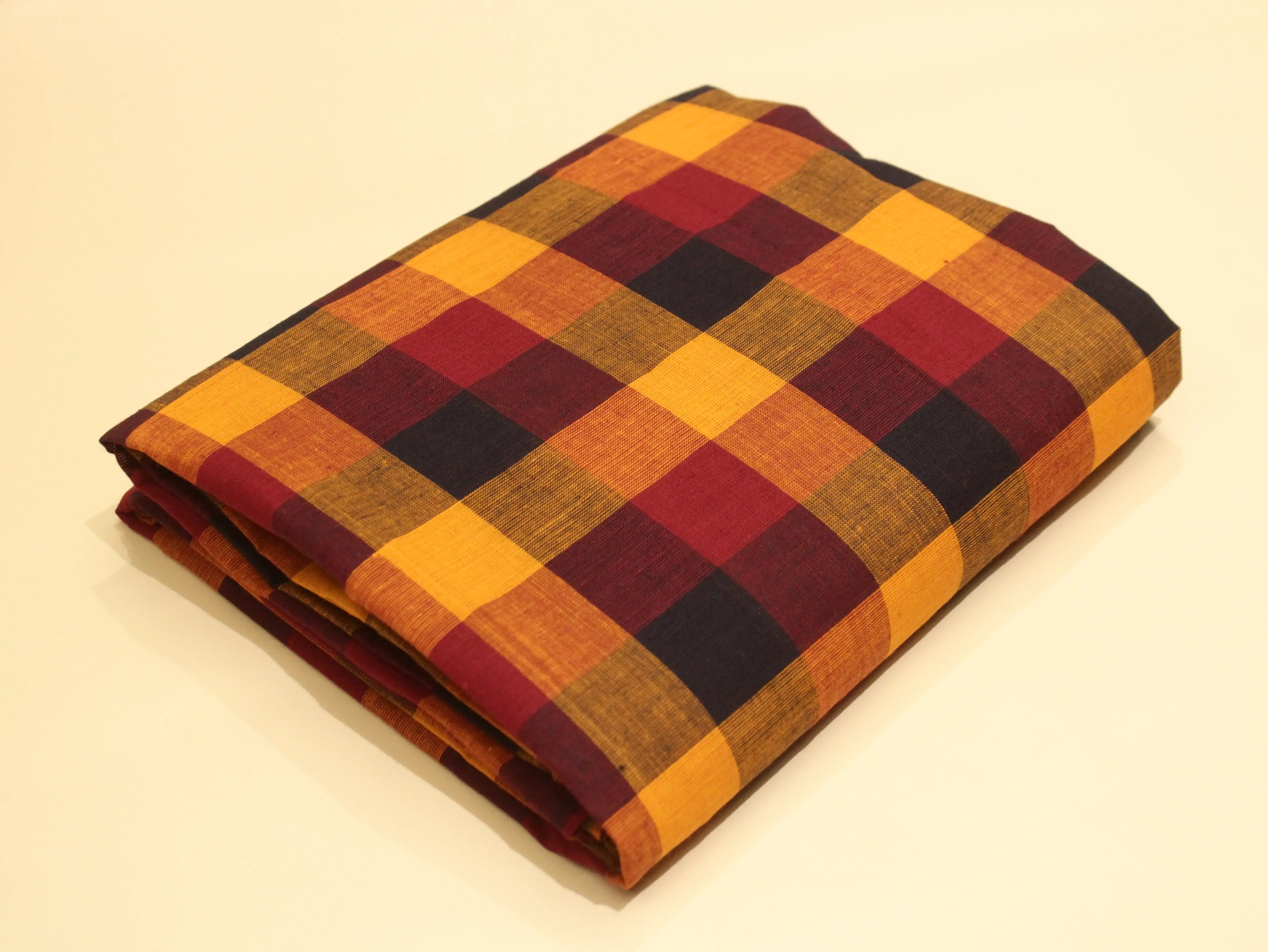 Multi Checked Handloom Pure Cotton Woven Fabric
