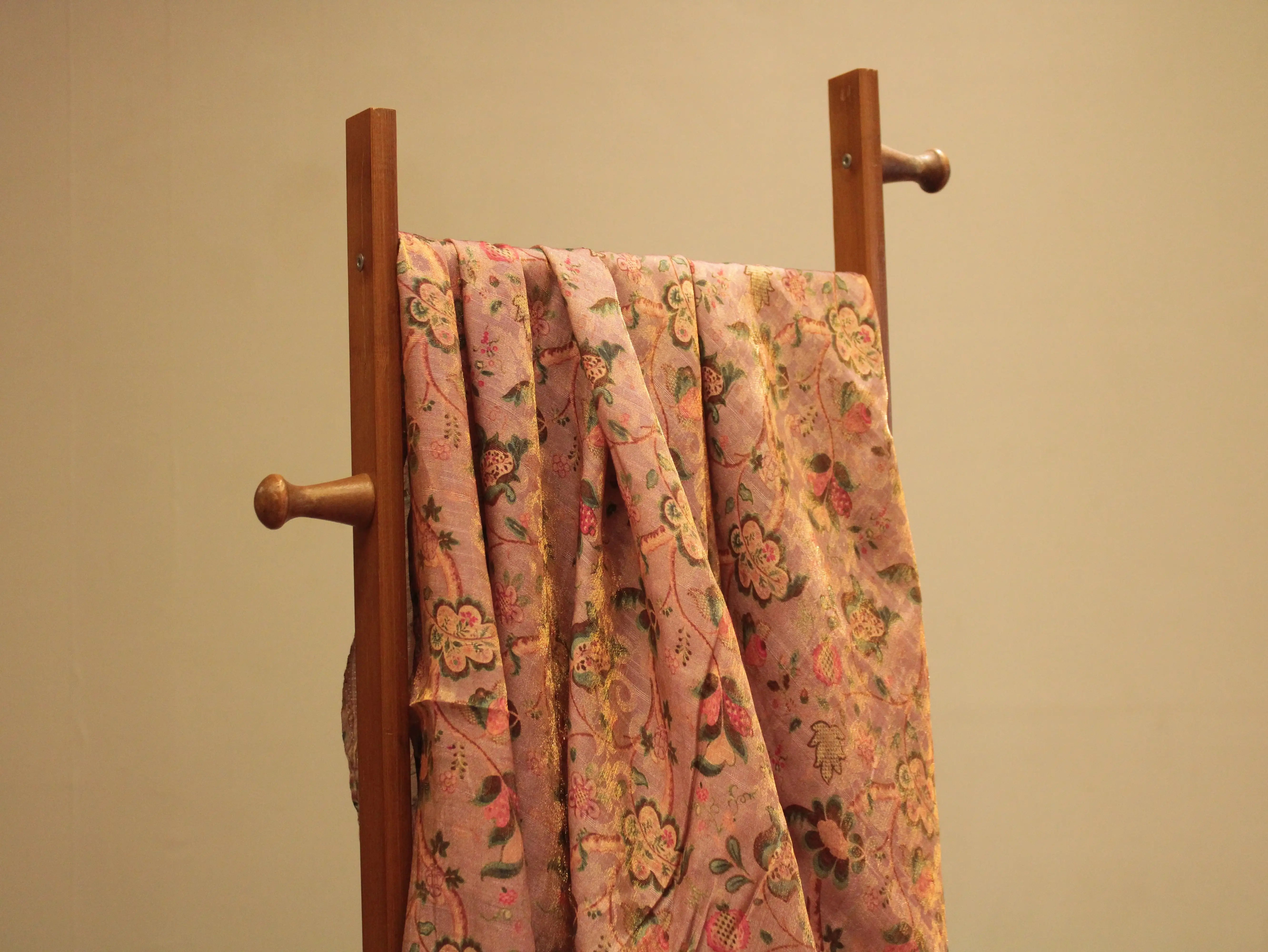 Pure Raw Silk Kalamkari Digital Print Fabric with Subtle Shine