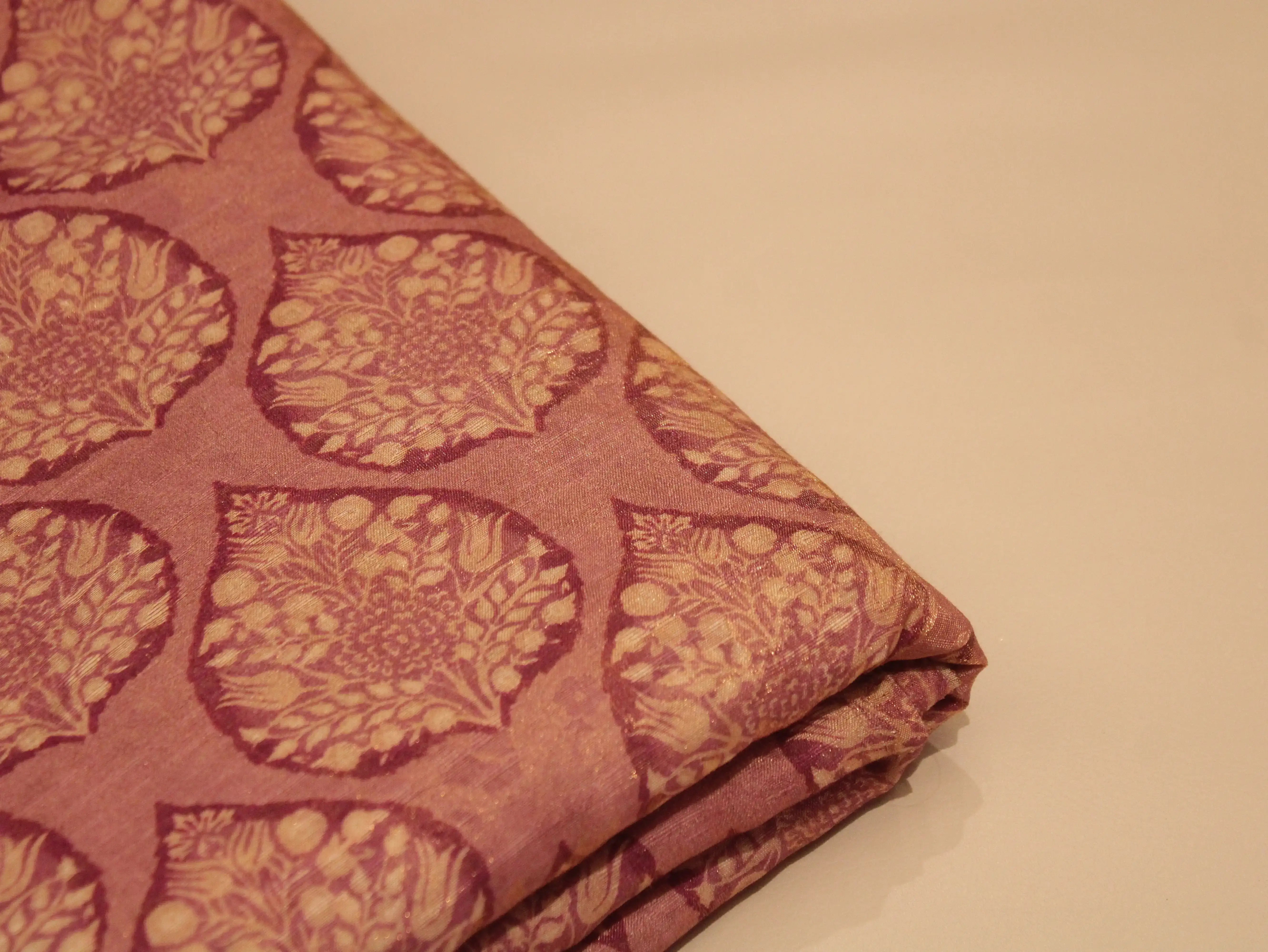 Pure Raw Silk Kalamkari Digital Print Fabric with Subtle Shine