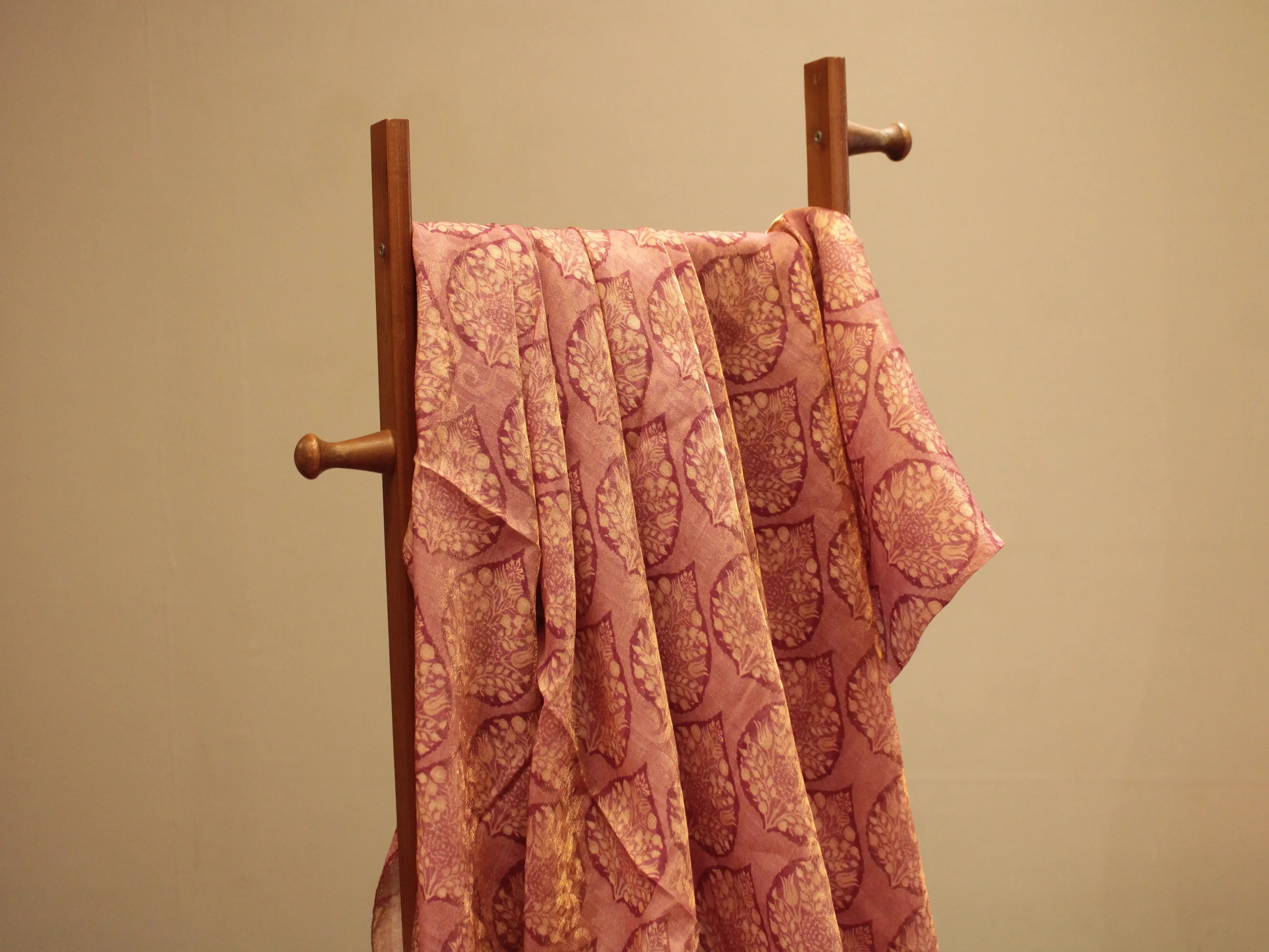 Pure Raw Silk Kalamkari Digital Print Fabric with Subtle Shine - M'Foks