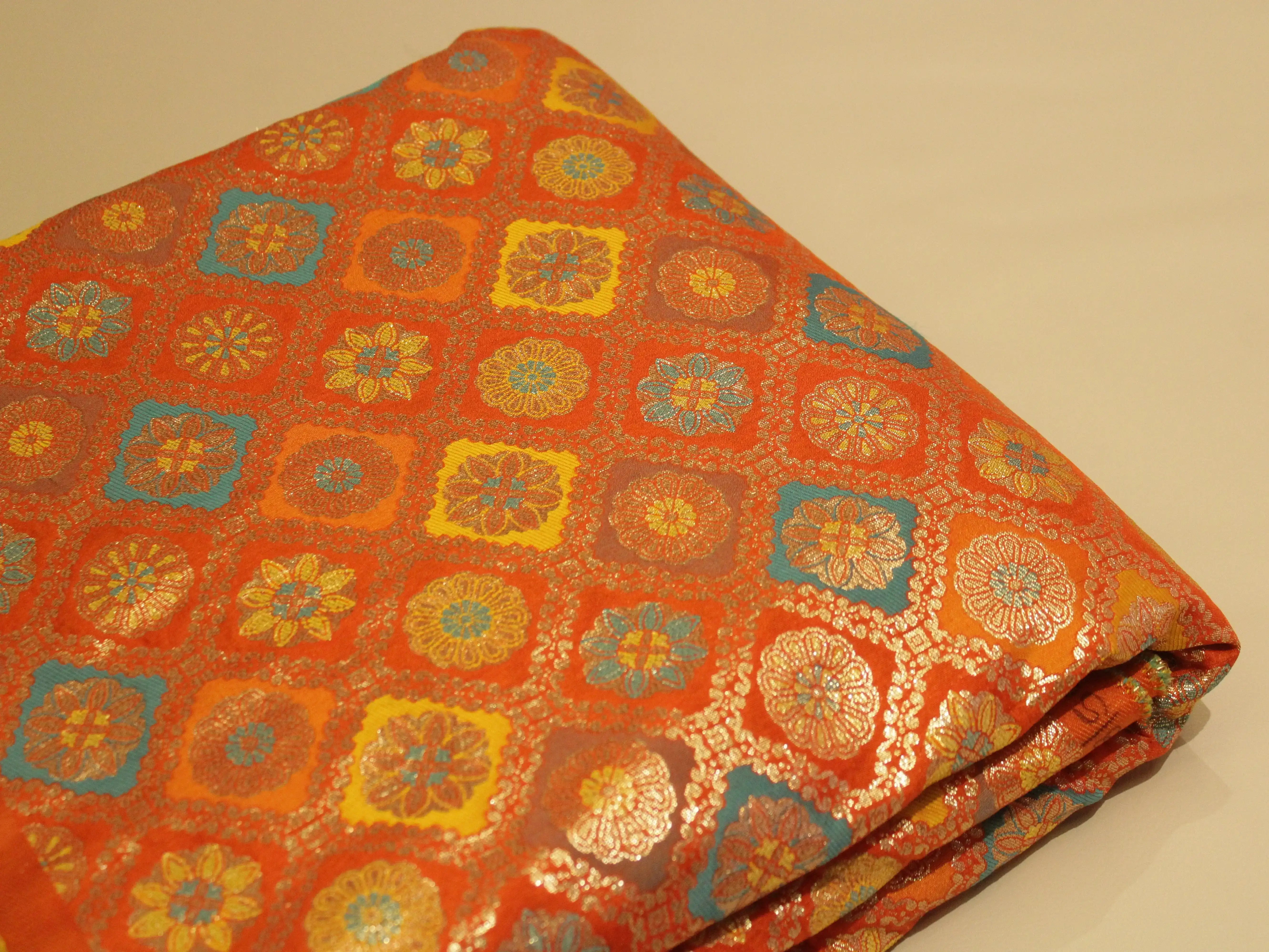 Banarasi Brocade Fabric - Orange