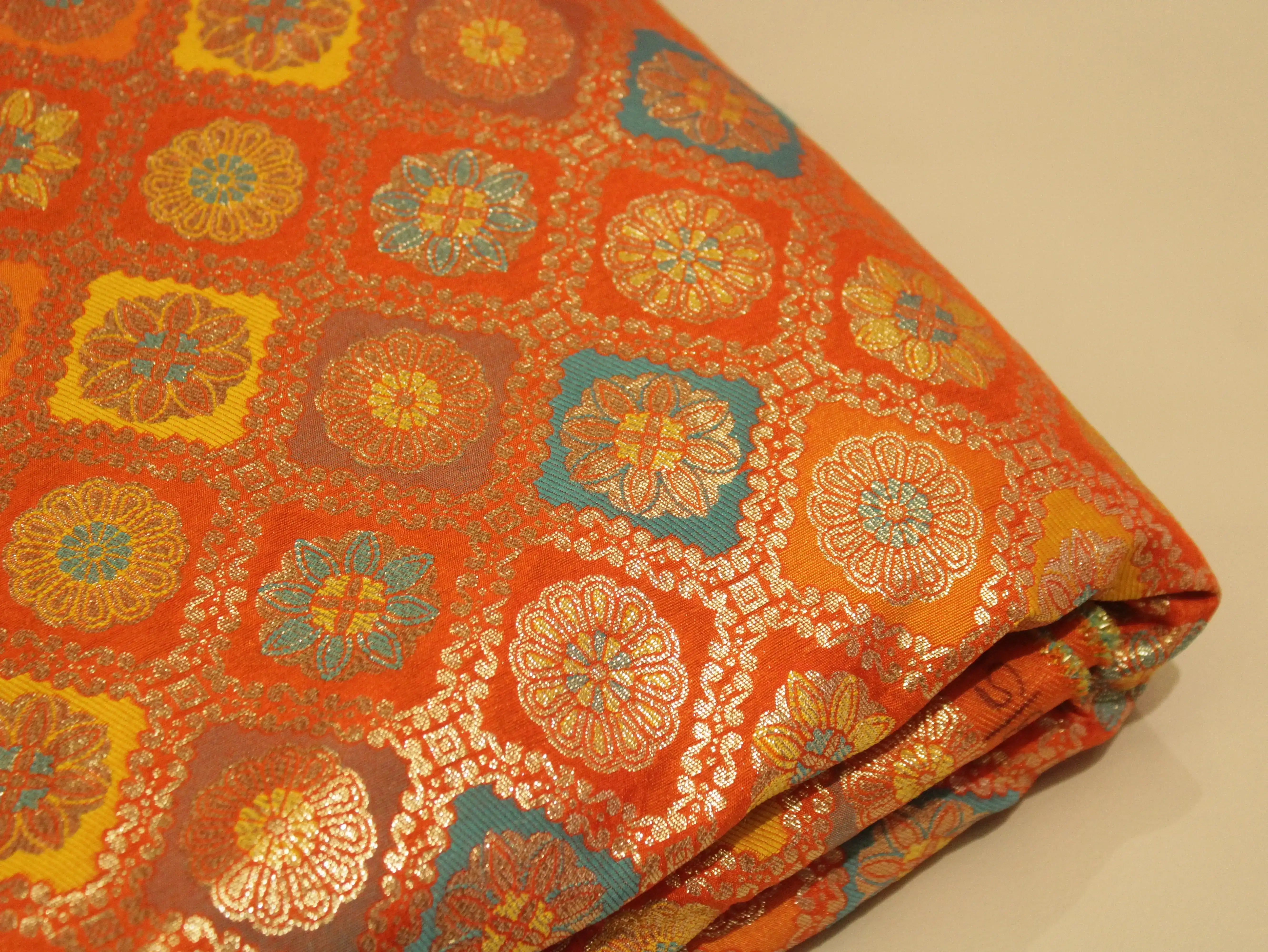 Banarasi Brocade Fabric - Orange