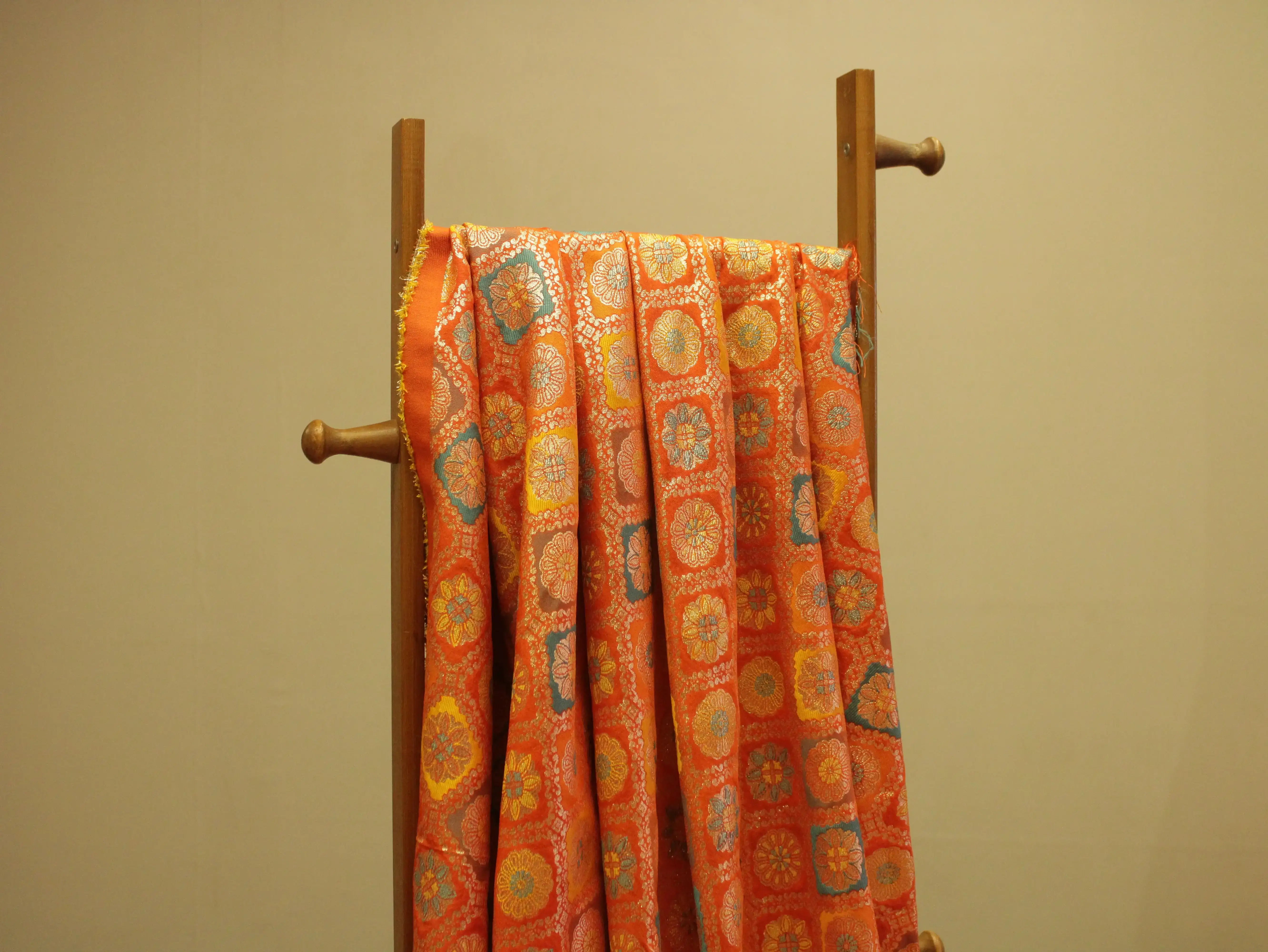 Banarasi Brocade Fabric - Orange