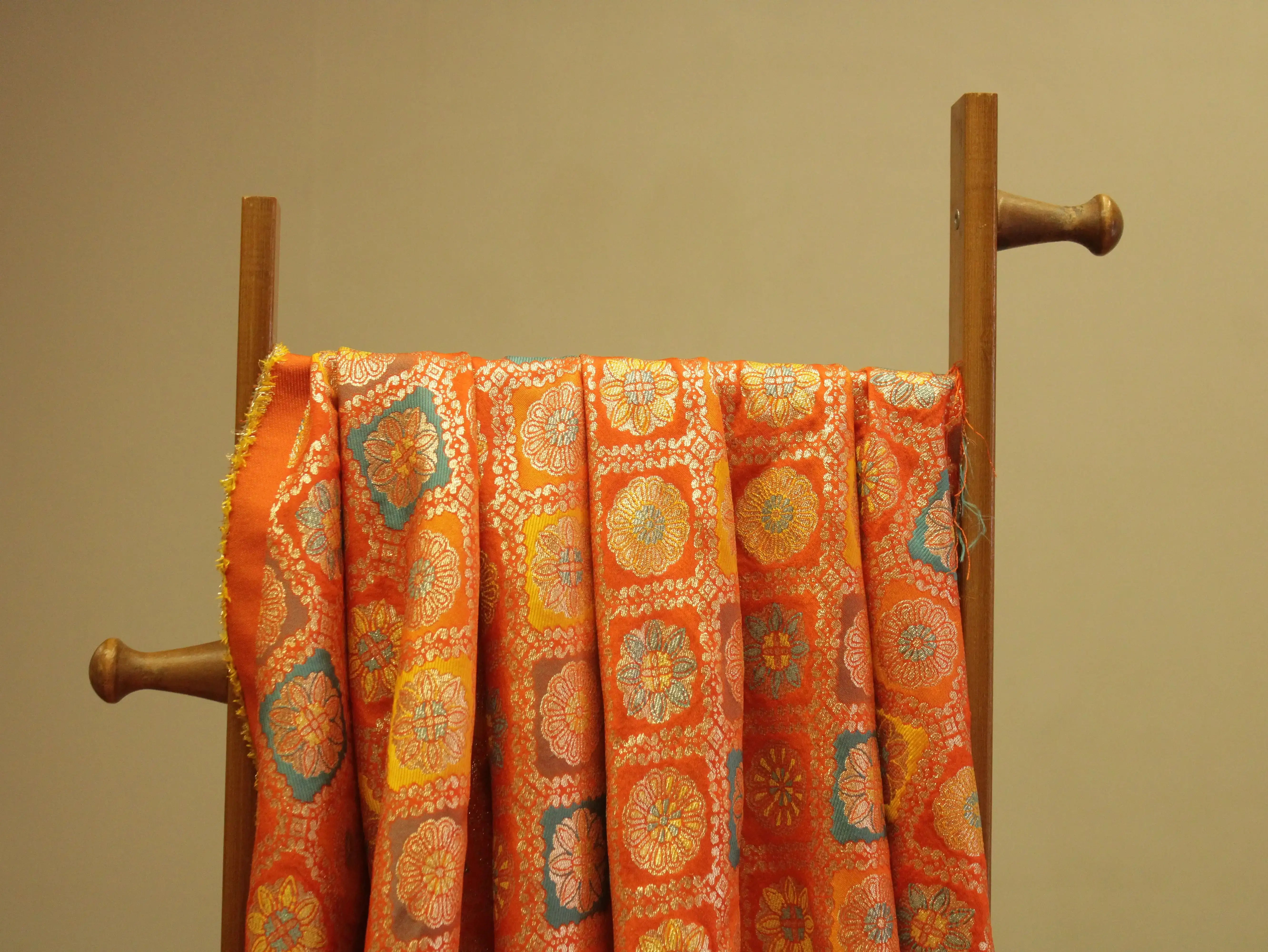 Banarasi Brocade Fabric - Orange