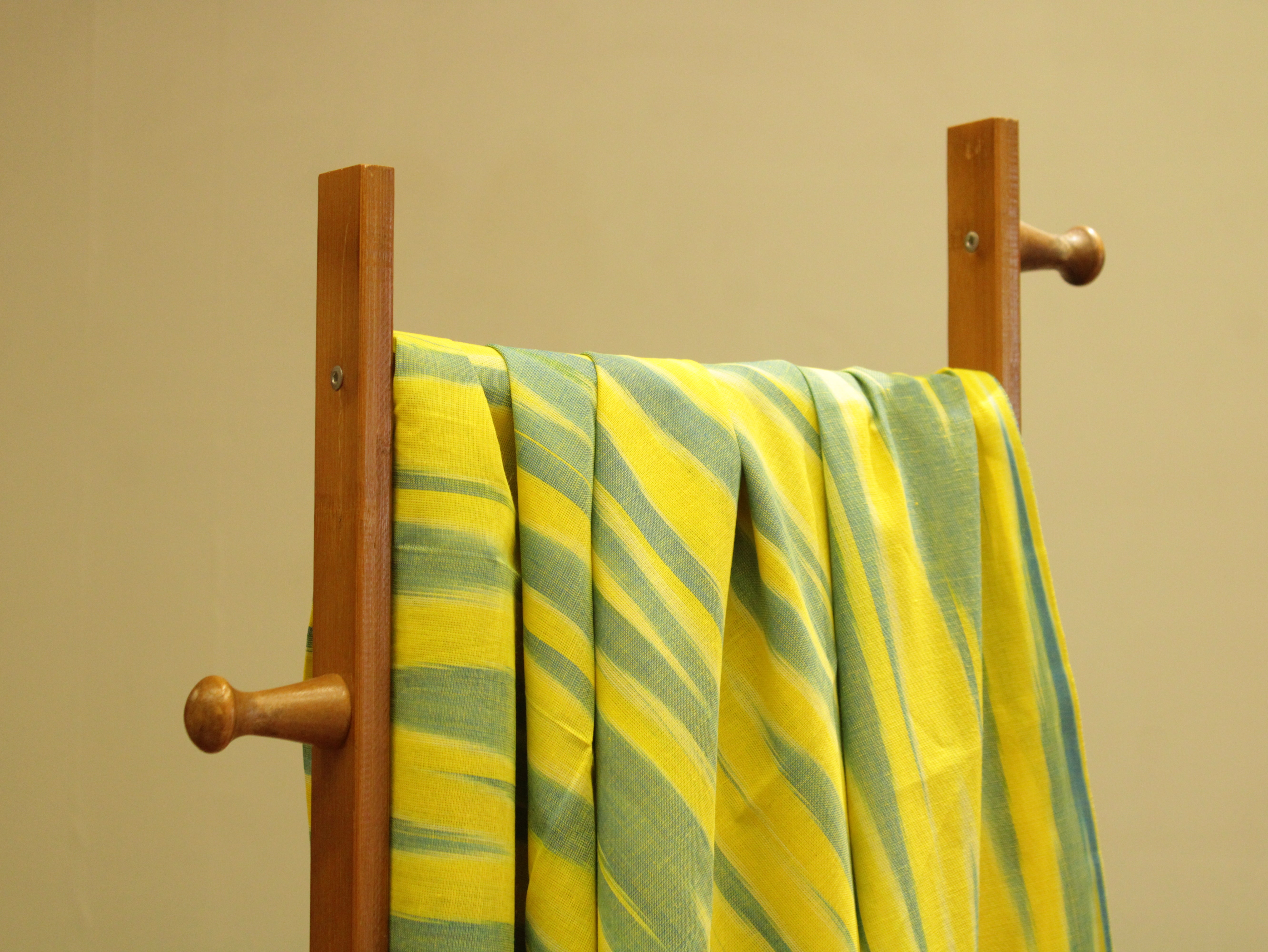 Mfoks : Handloom Pure Cotton Woven Fabric - Lime Greenish Yellow