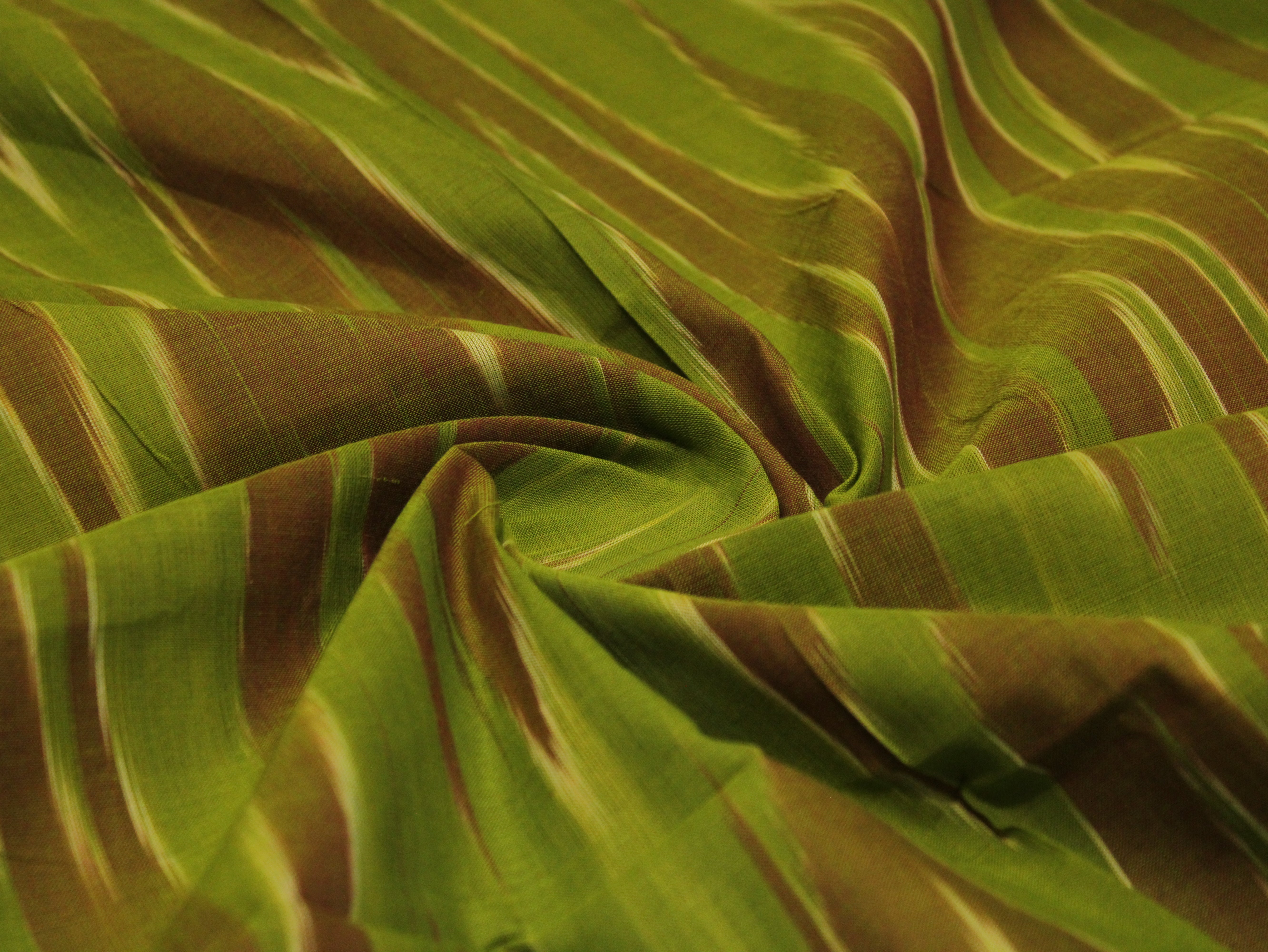 Mfoks : Handloom Pure Cotton Woven Fabric - Leaf Green