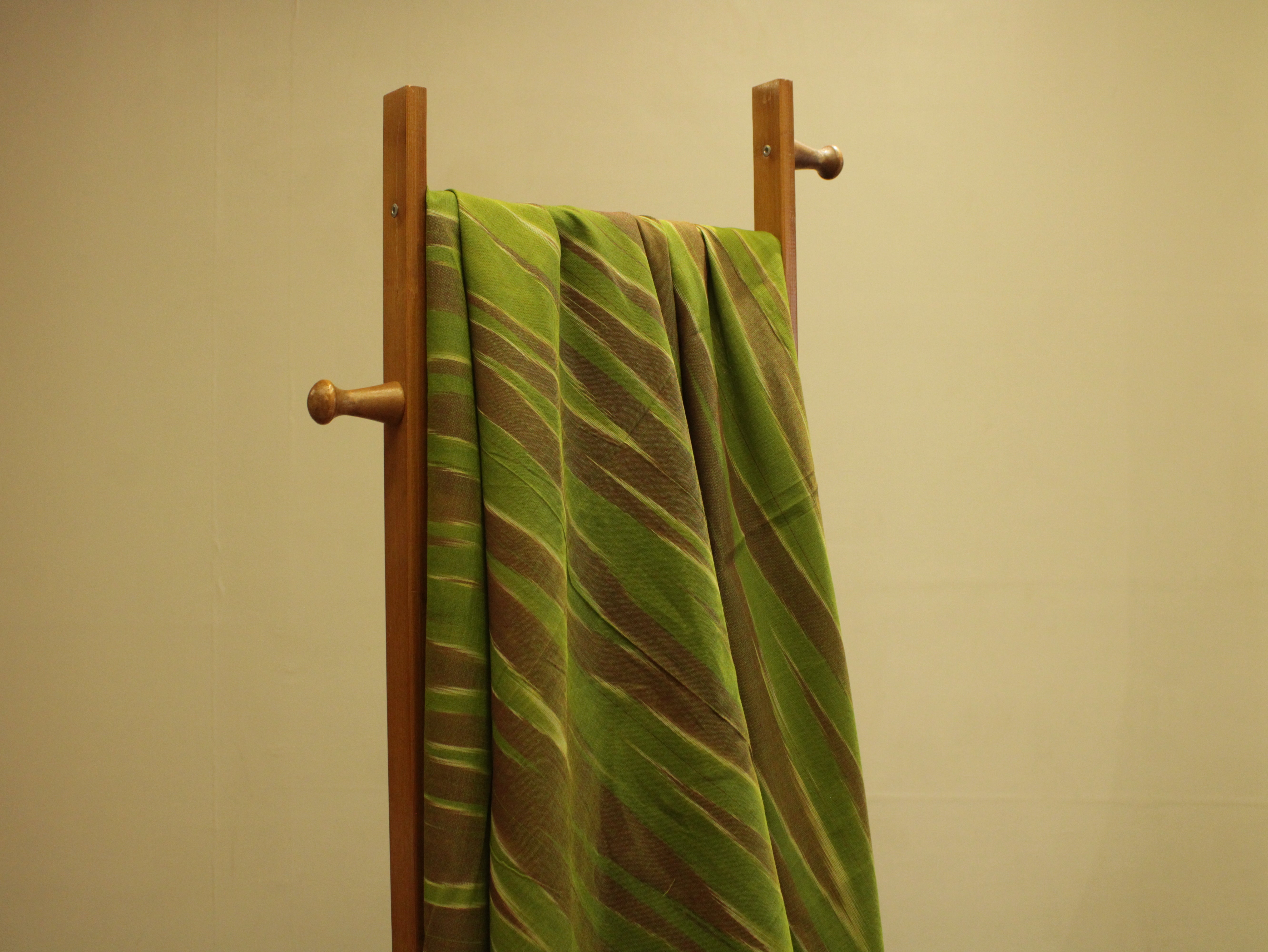 Mfoks : Handloom Pure Cotton Woven Fabric - Leaf Green