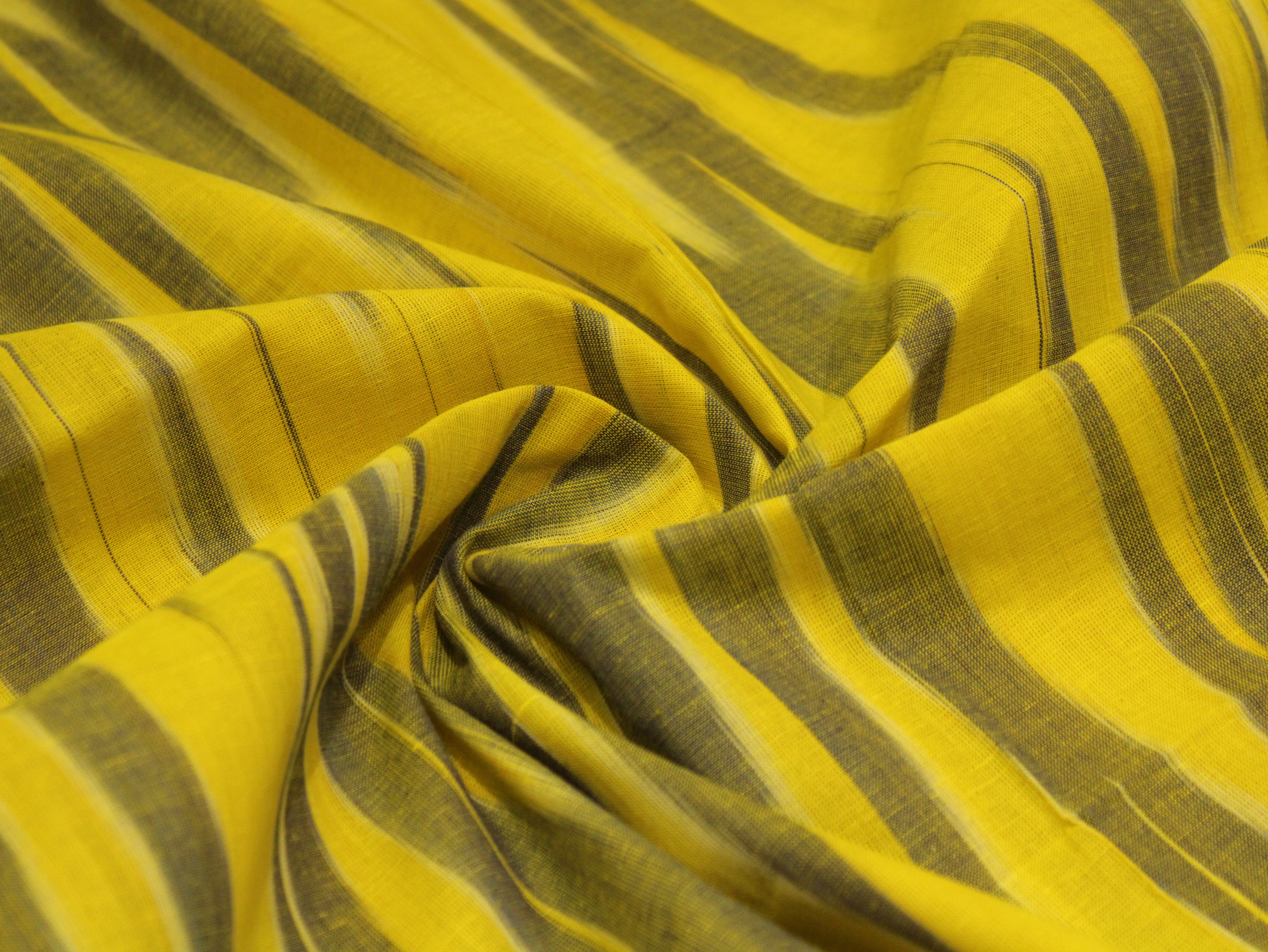 Mfoks : Handloom Pure Cotton Woven Fabric - Lemon Yellow