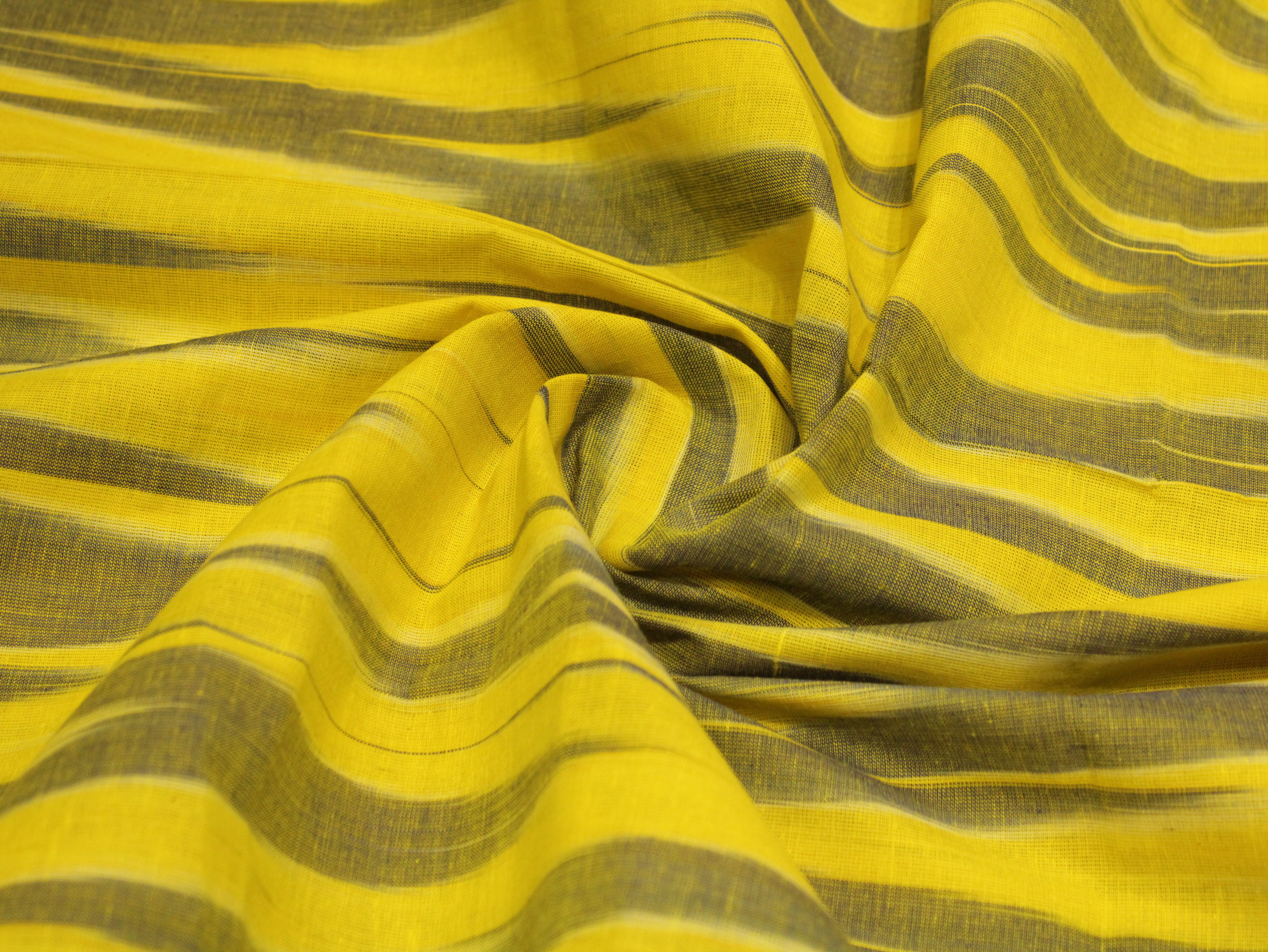 Mfoks : Handloom Pure Cotton Woven Fabric - Lemon Yellow