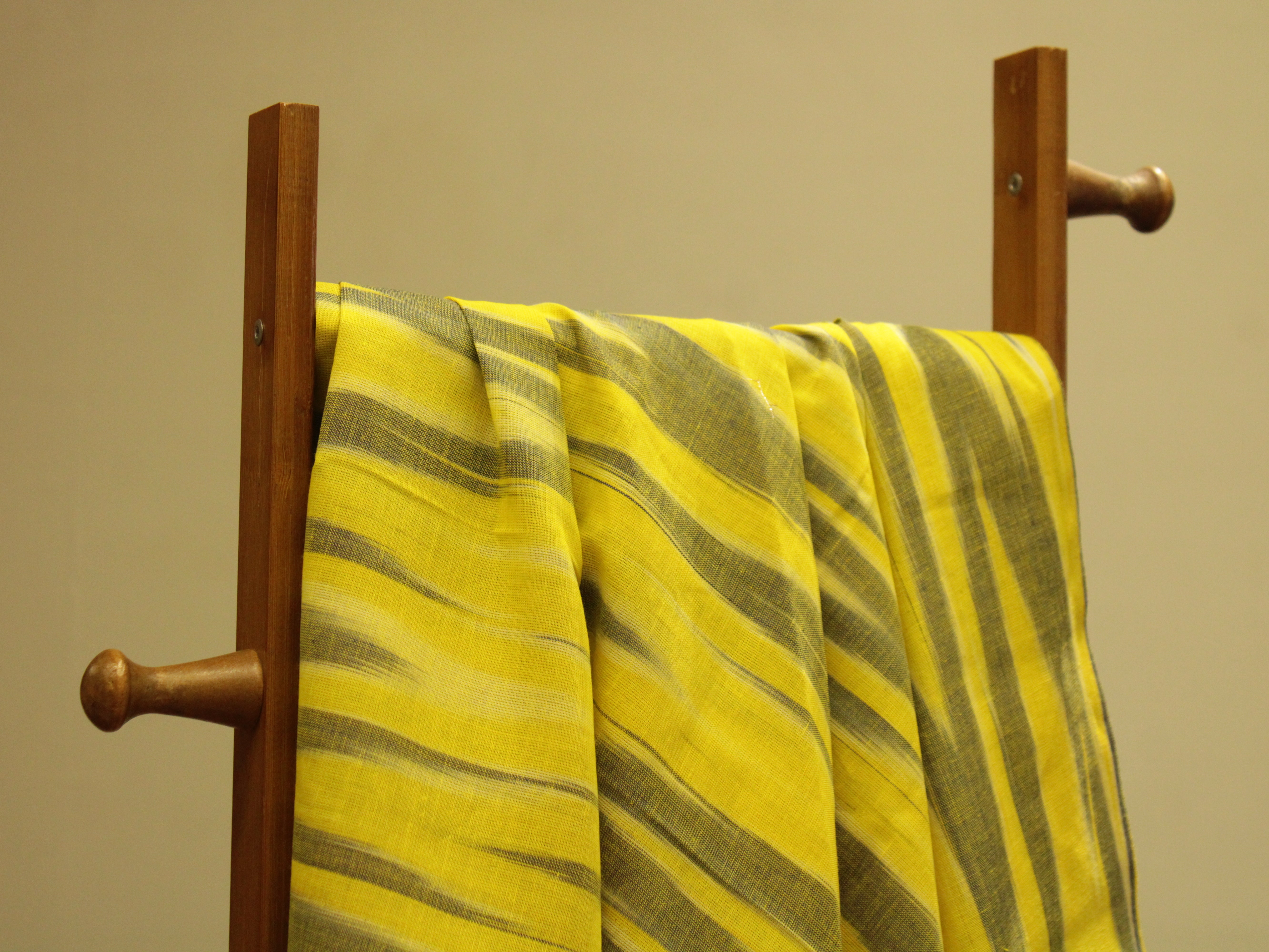 Mfoks : Handloom Pure Cotton Woven Fabric - Lemon Yellow