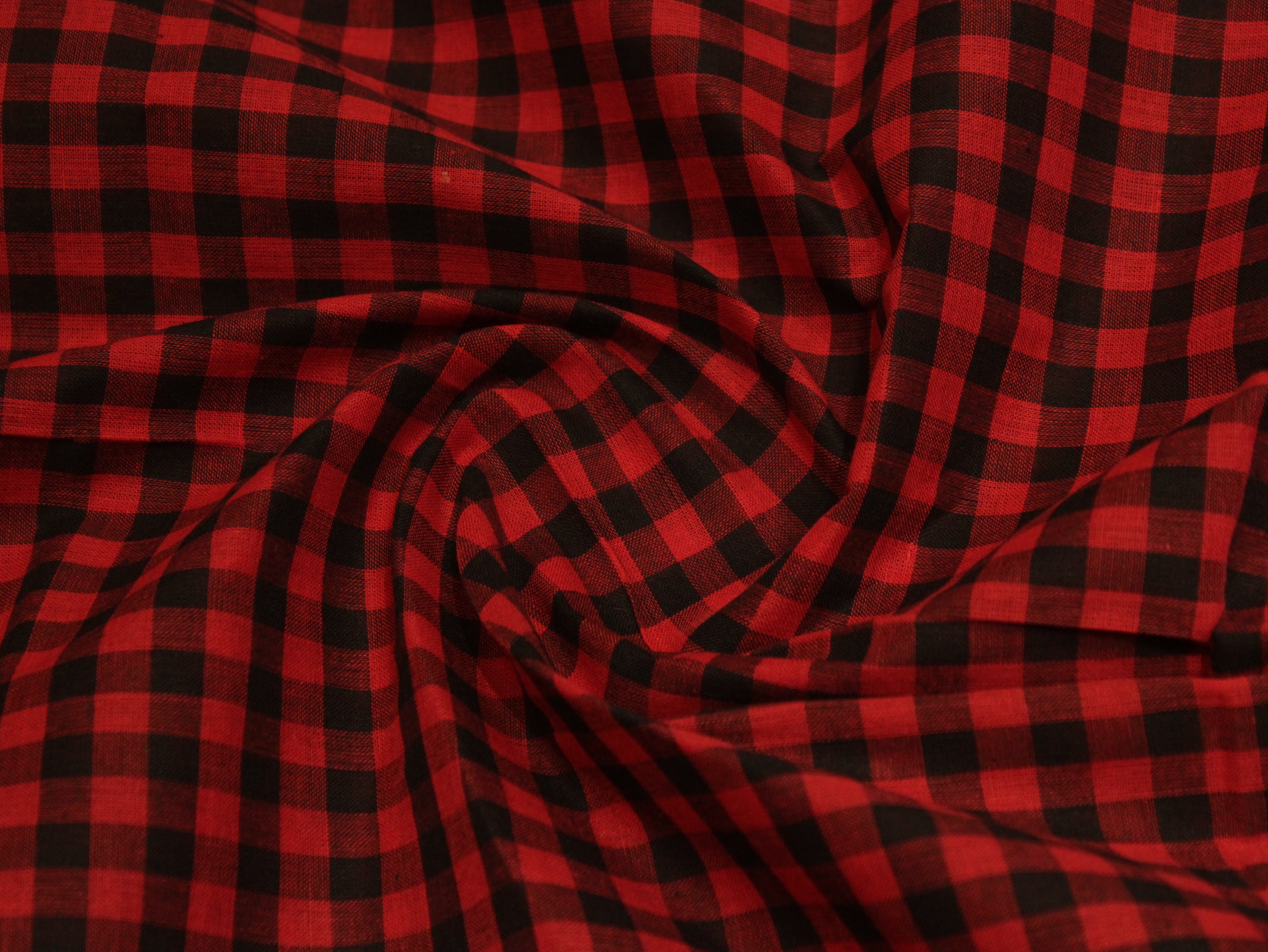 Checked Handloom Pure Cotton Woven Fabric
