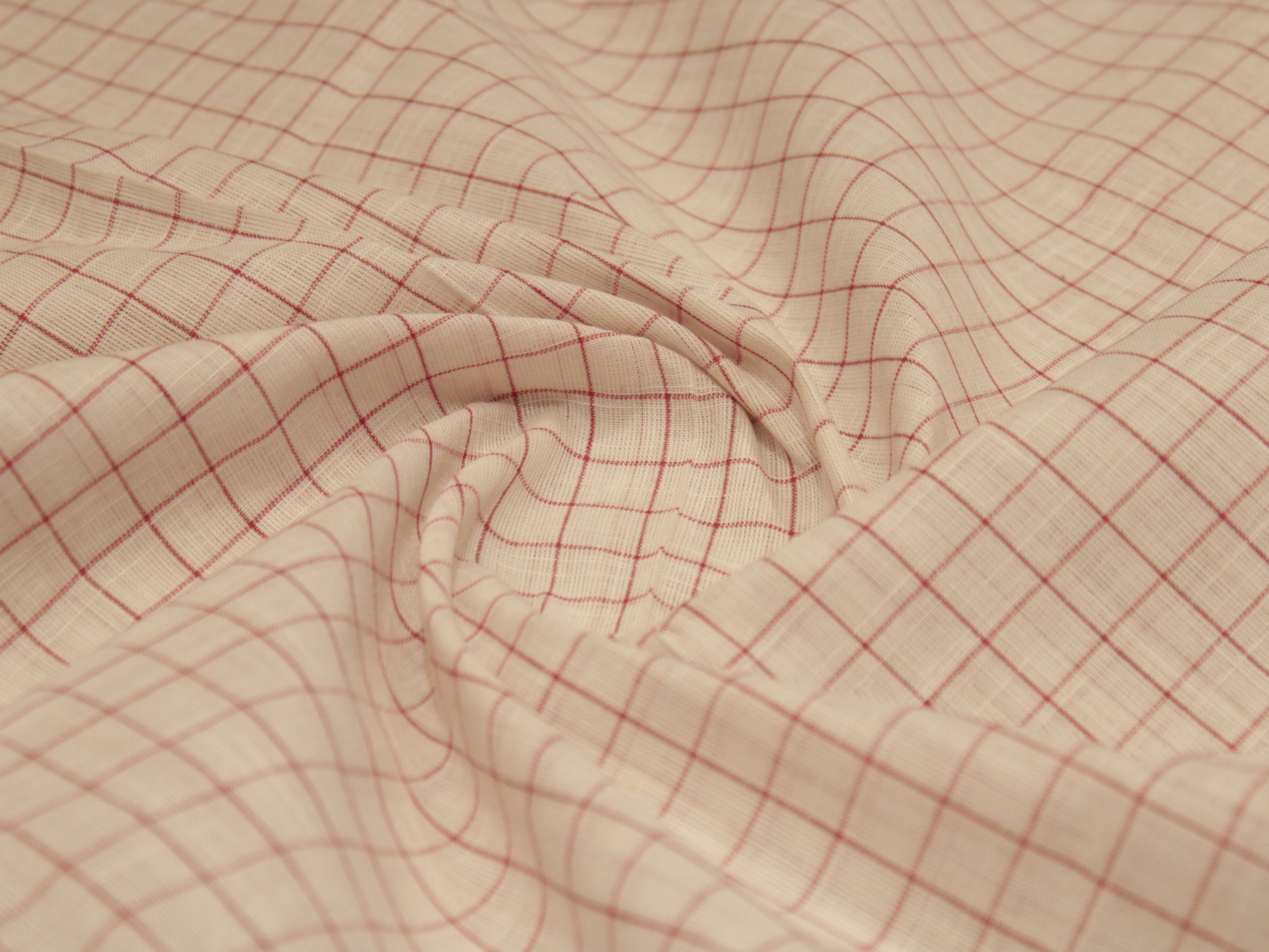 Checked Handloom Pure Cotton Woven Fabric