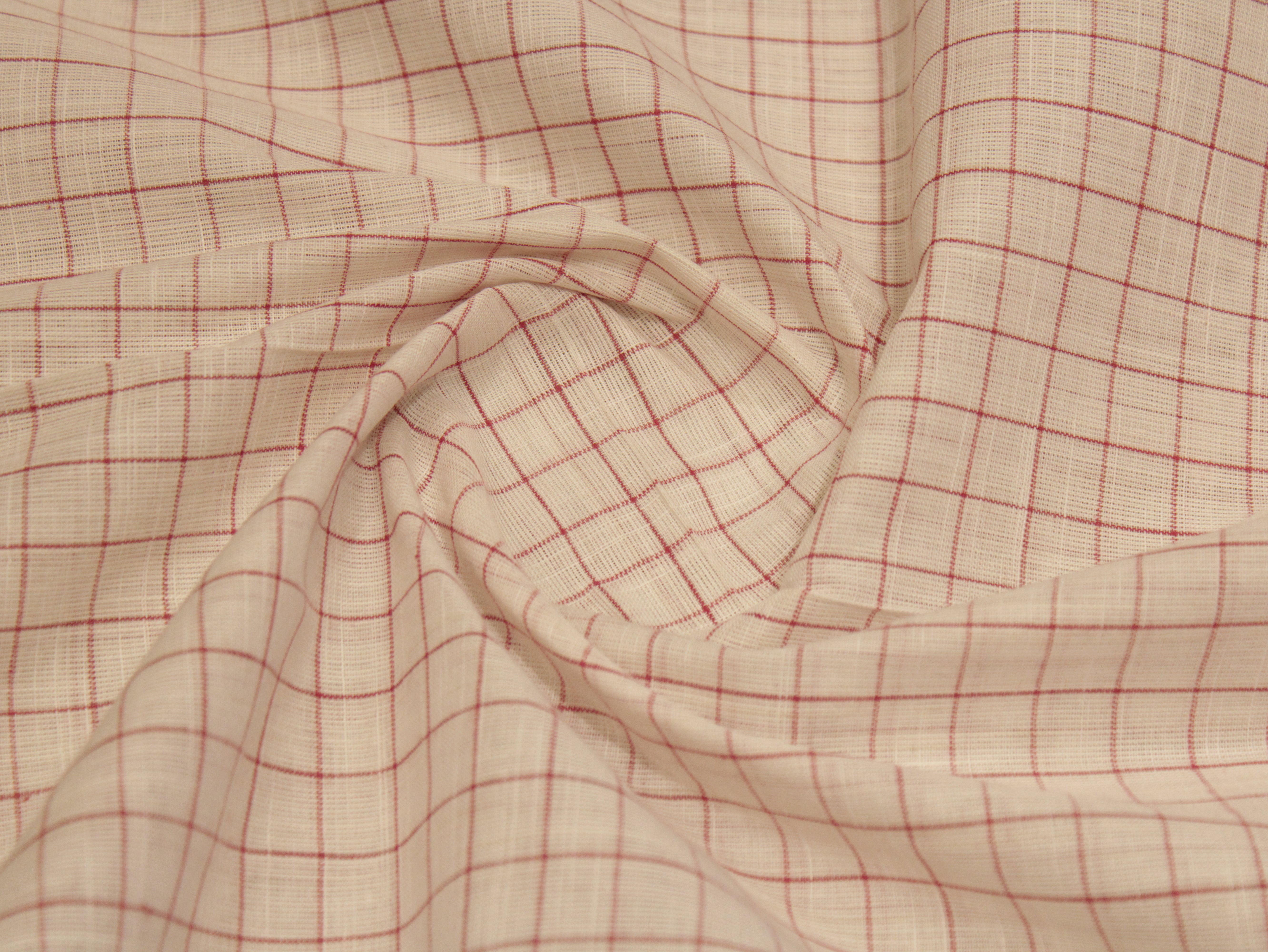 Checked Handloom Pure Cotton Woven Fabric