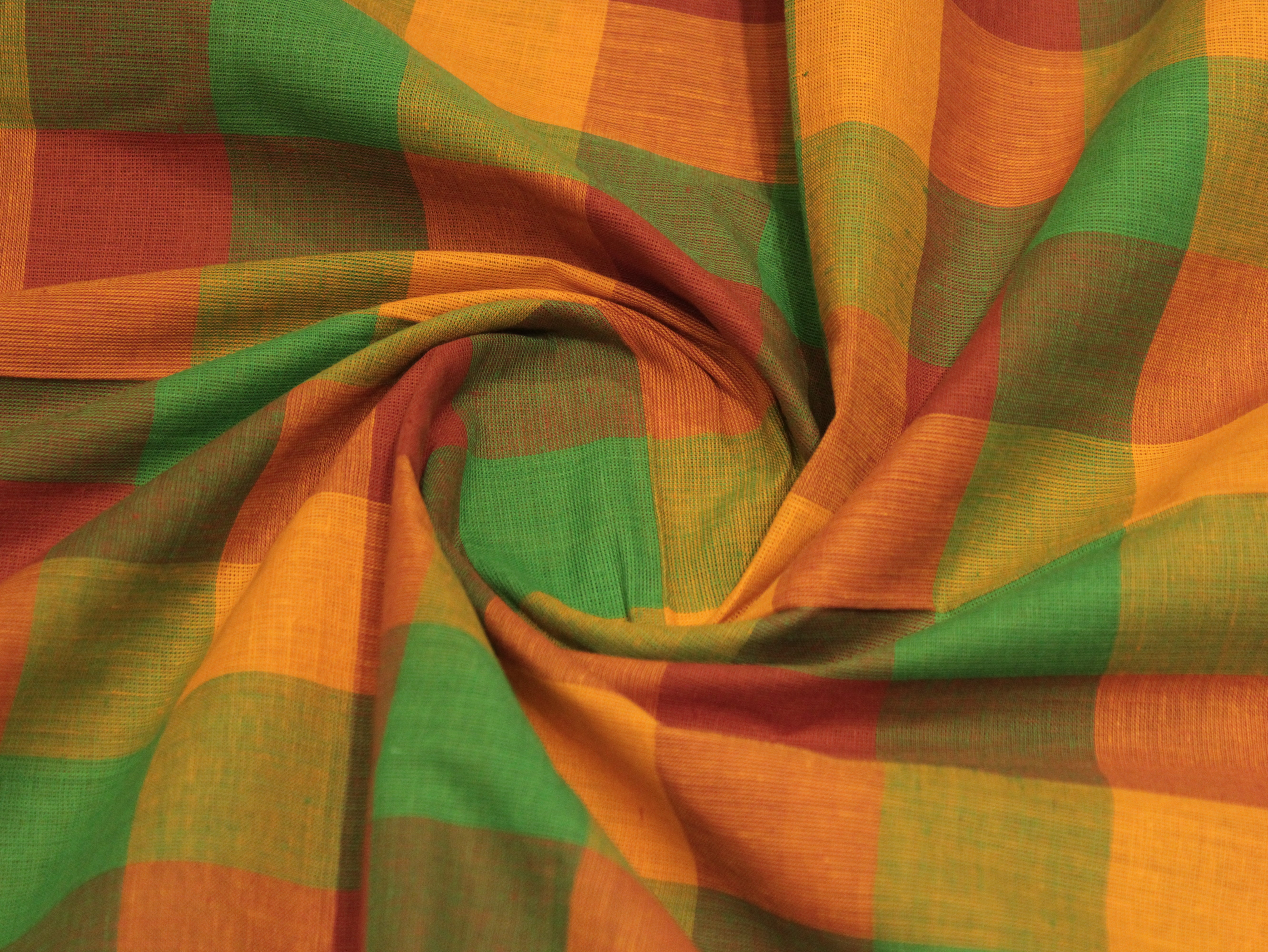 Multi Checked Handloom Pure Cotton Woven Fabric