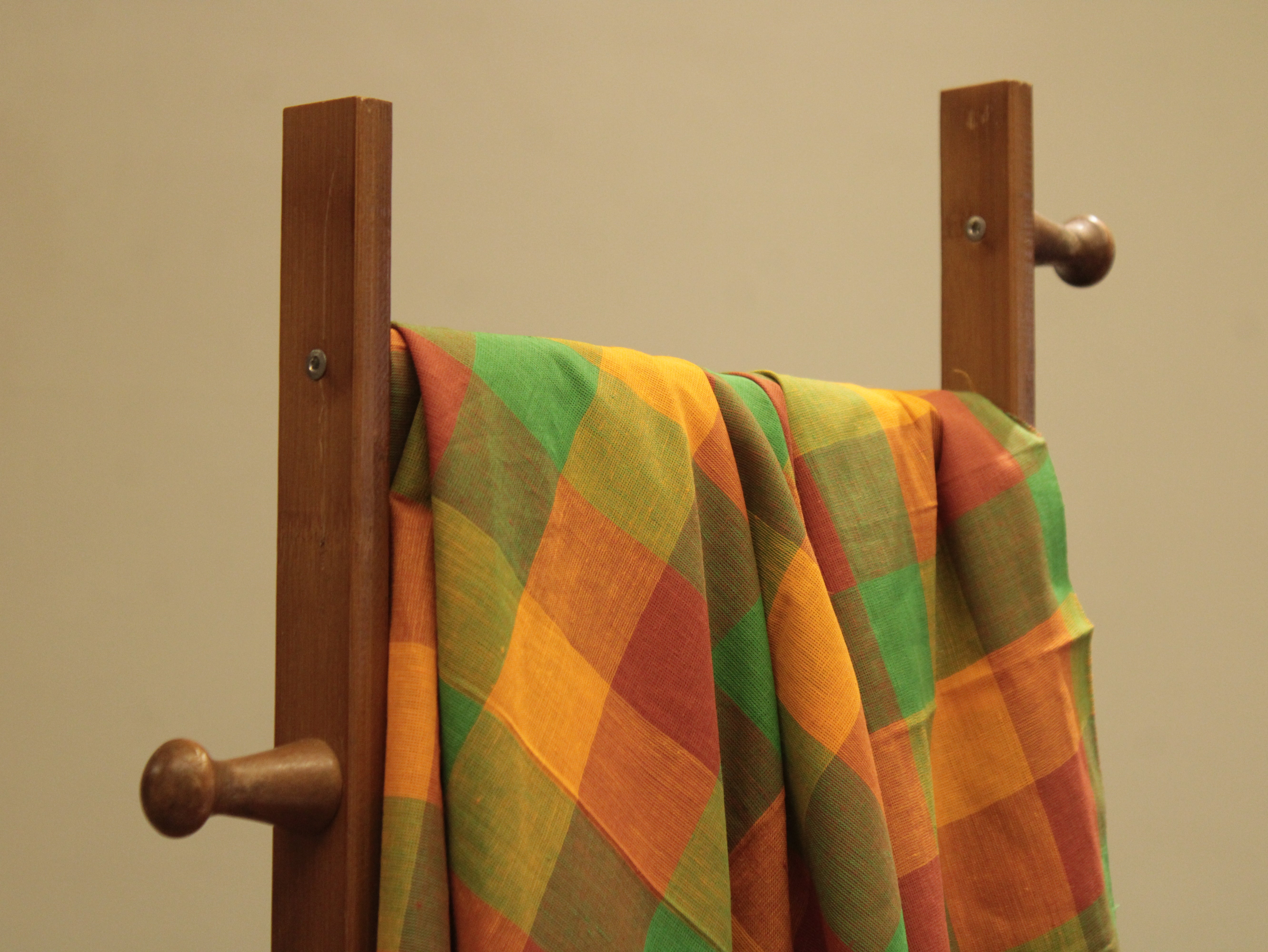 Multi Checked Handloom Pure Cotton Woven Fabric