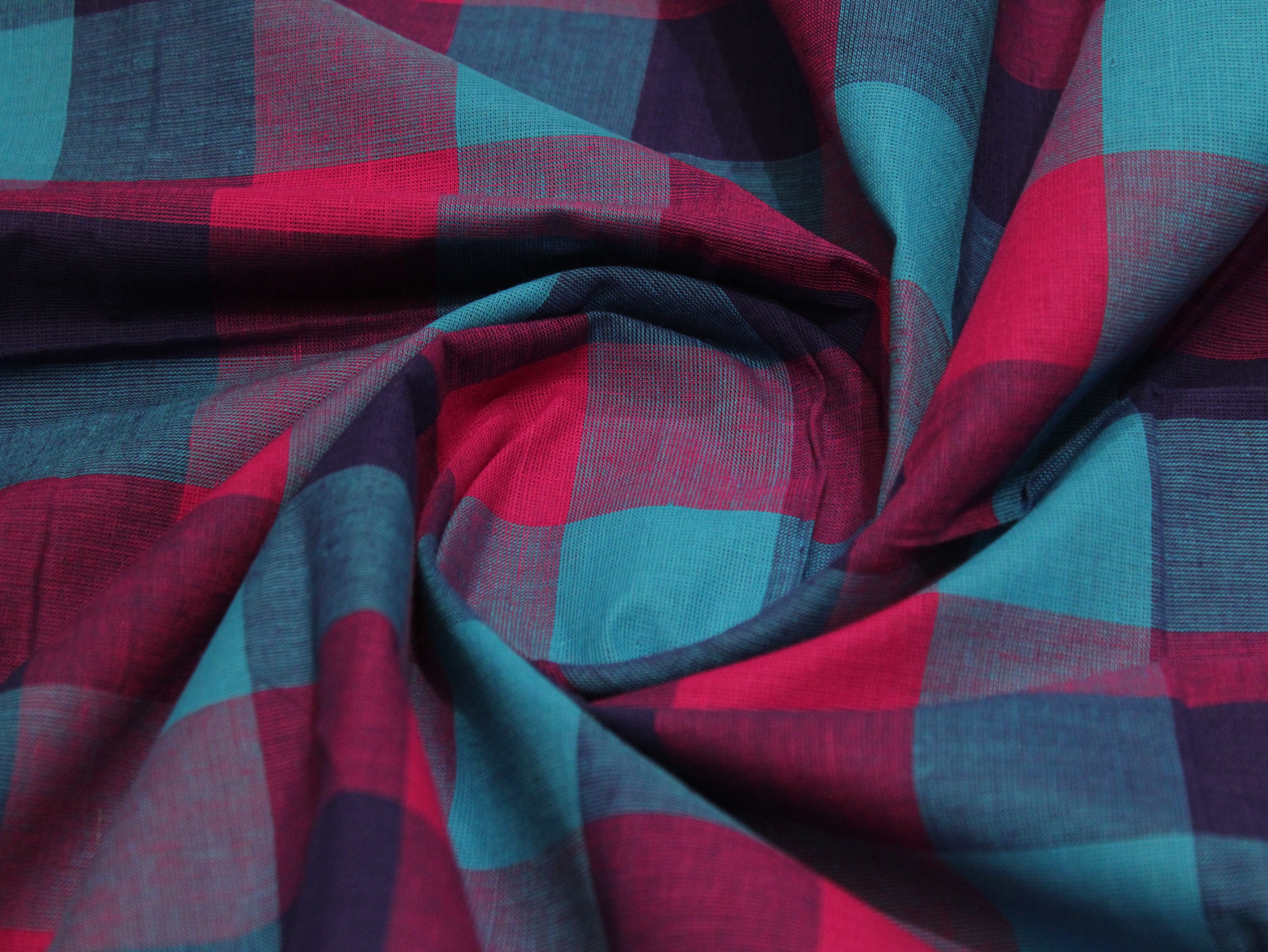 Multi Checked Handloom Pure Cotton Woven Fabric
