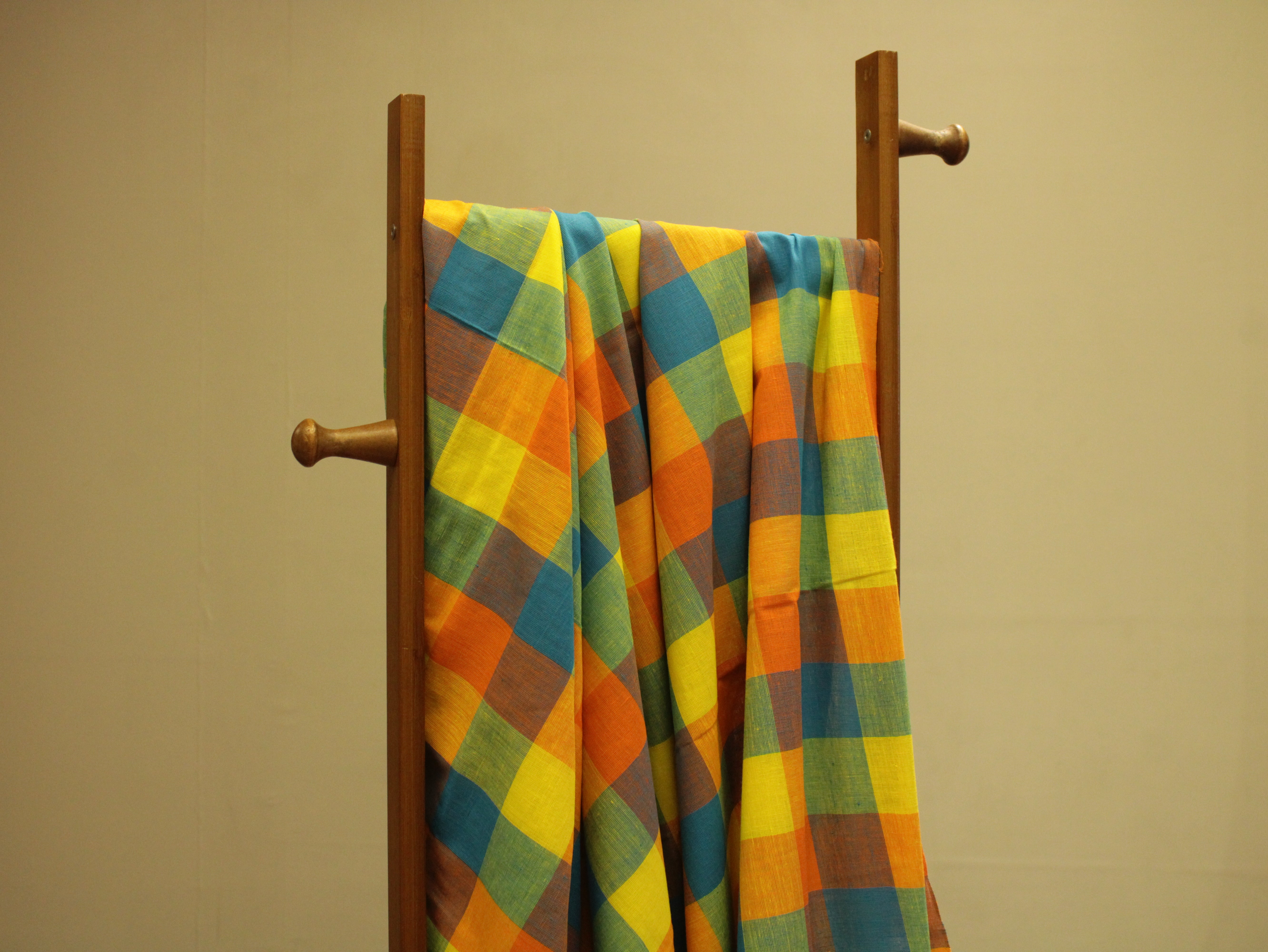 Multi Checked Handloom Pure Cotton Woven Fabric