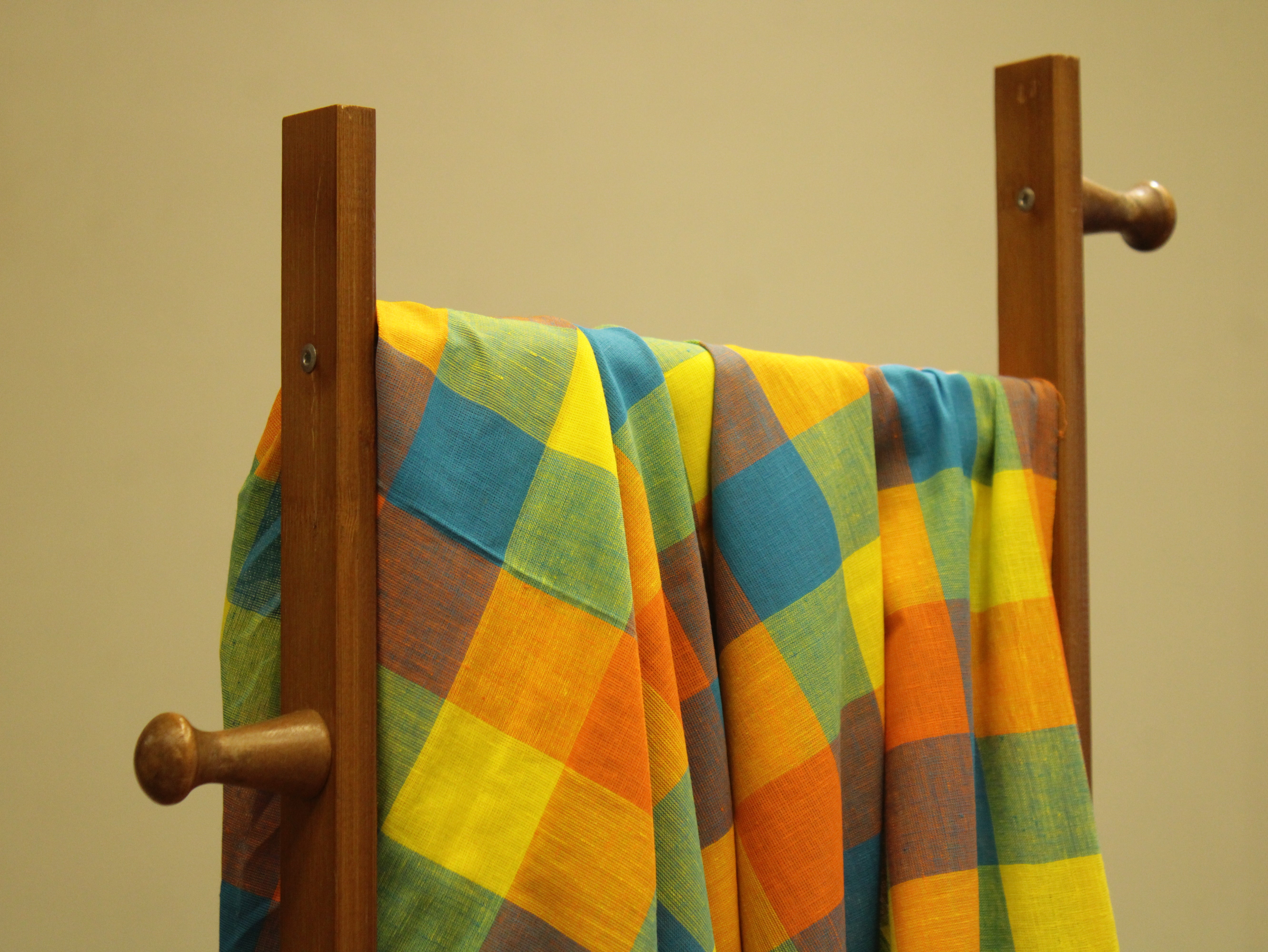 Multi Checked Handloom Pure Cotton Woven Fabric