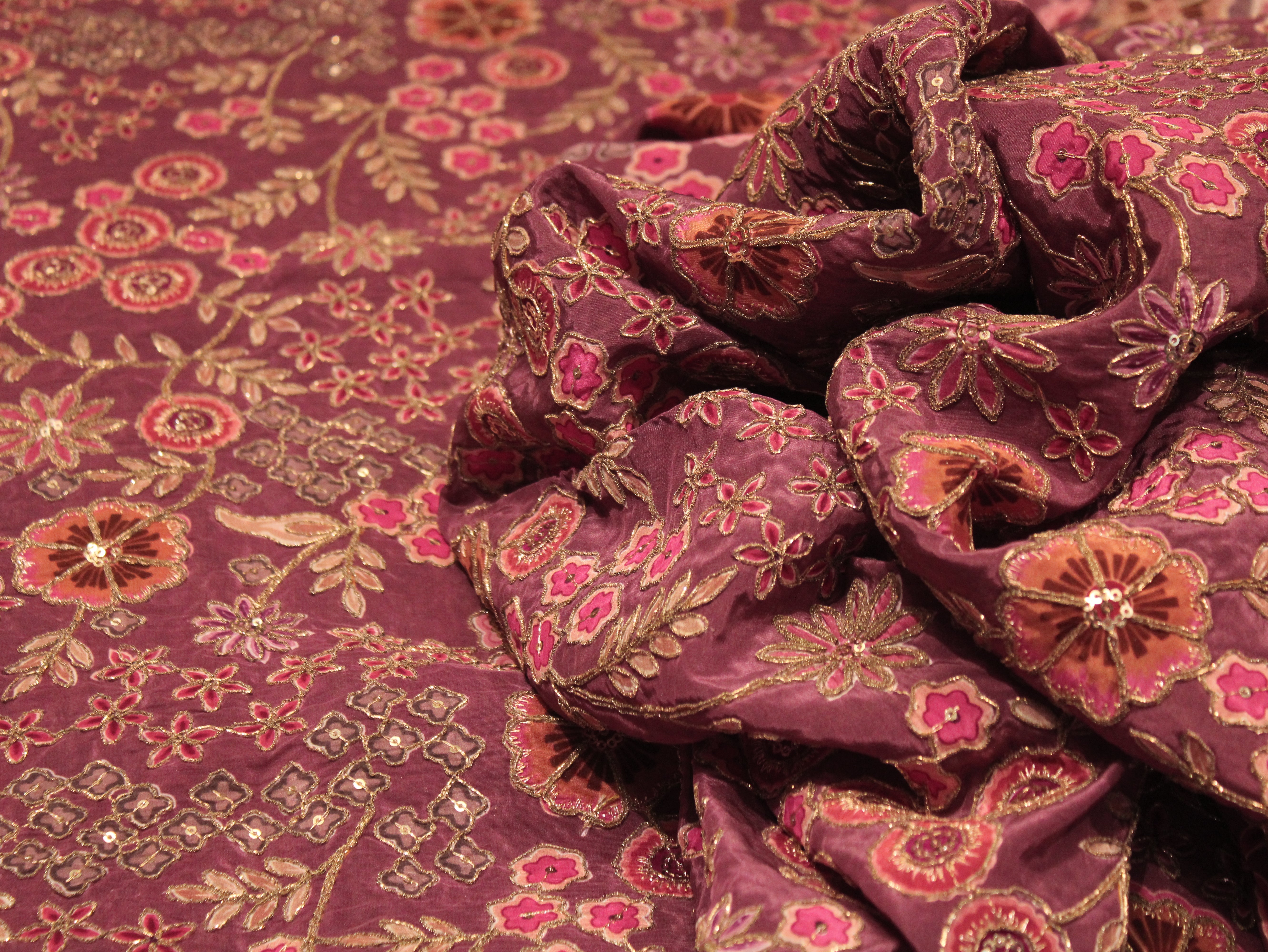 POSH : Premium Coding Work Natural Crepe Fabric