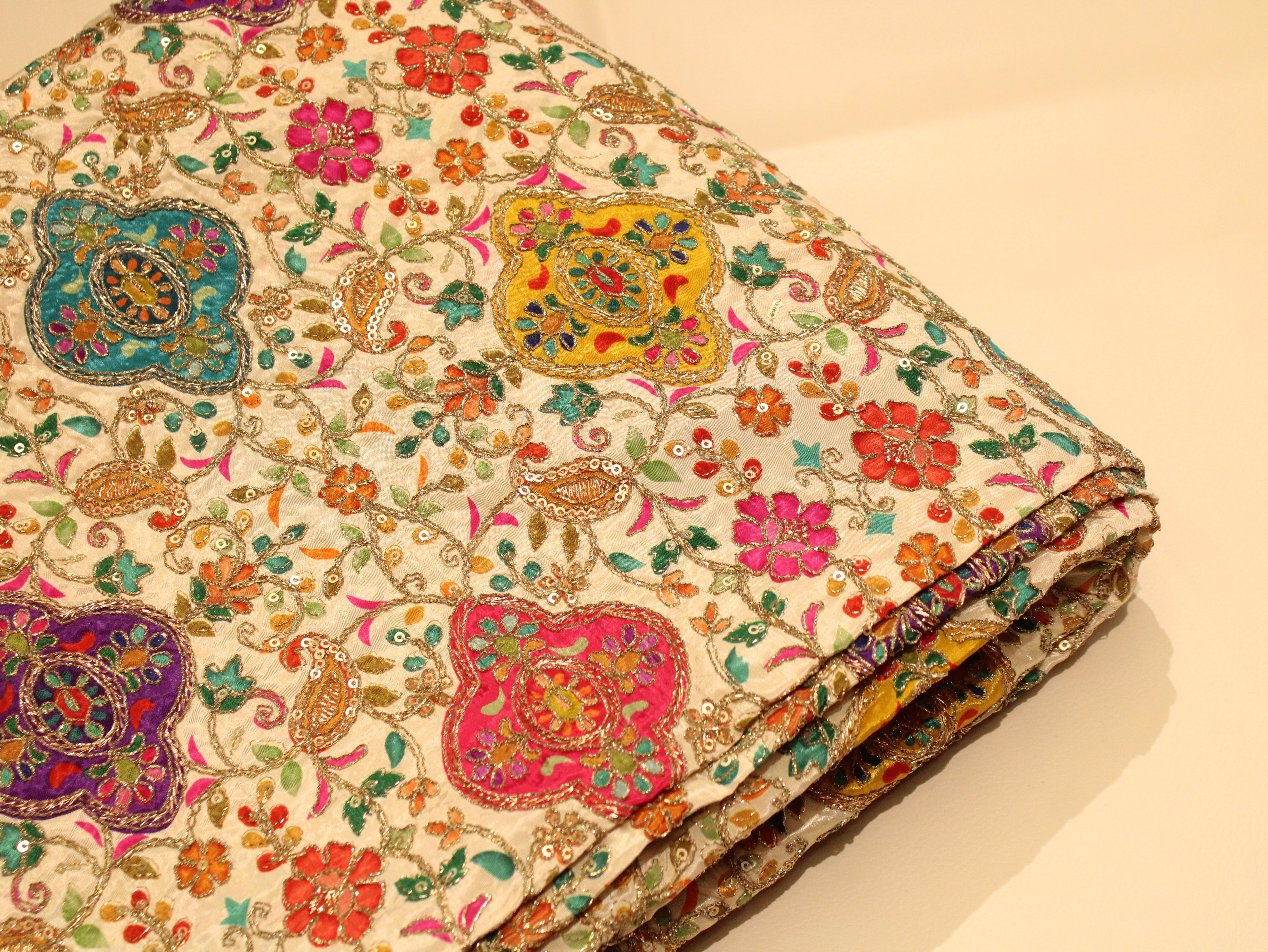 POSH : Premium Coding Work Natural Crepe Fabric