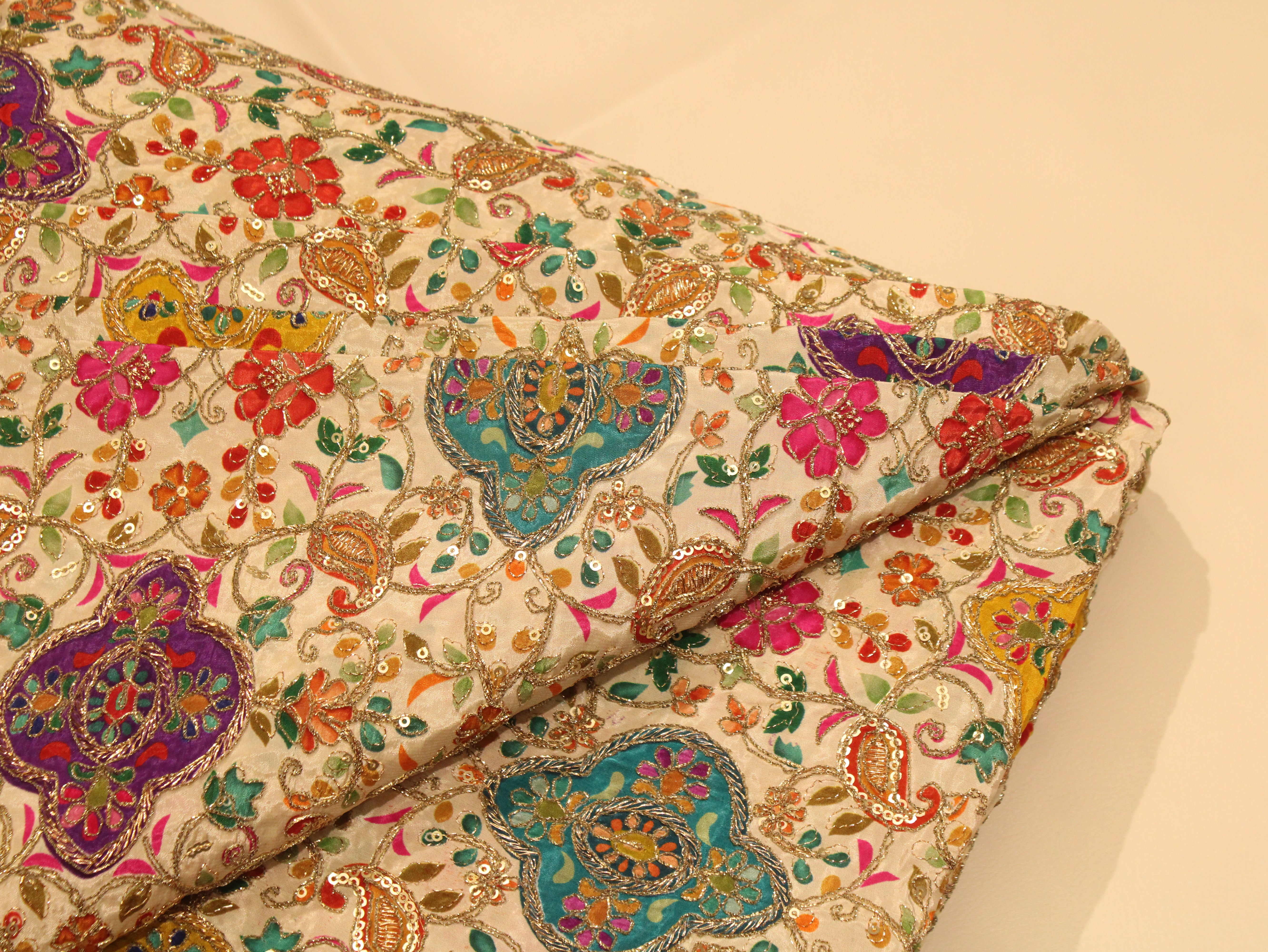 POSH : Premium Coding Work Natural Crepe Fabric