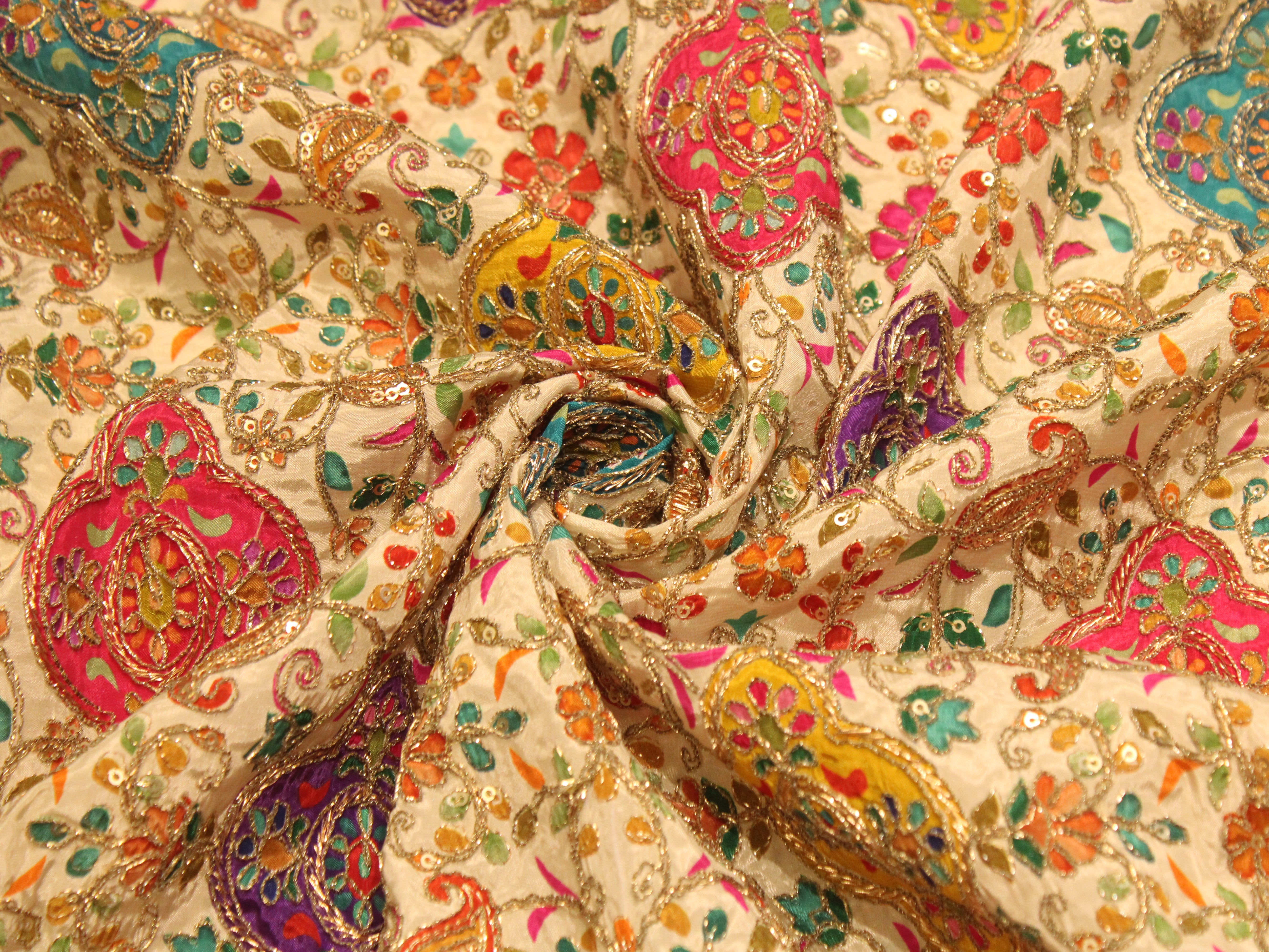 POSH : Premium Coding Work Natural Crepe Fabric