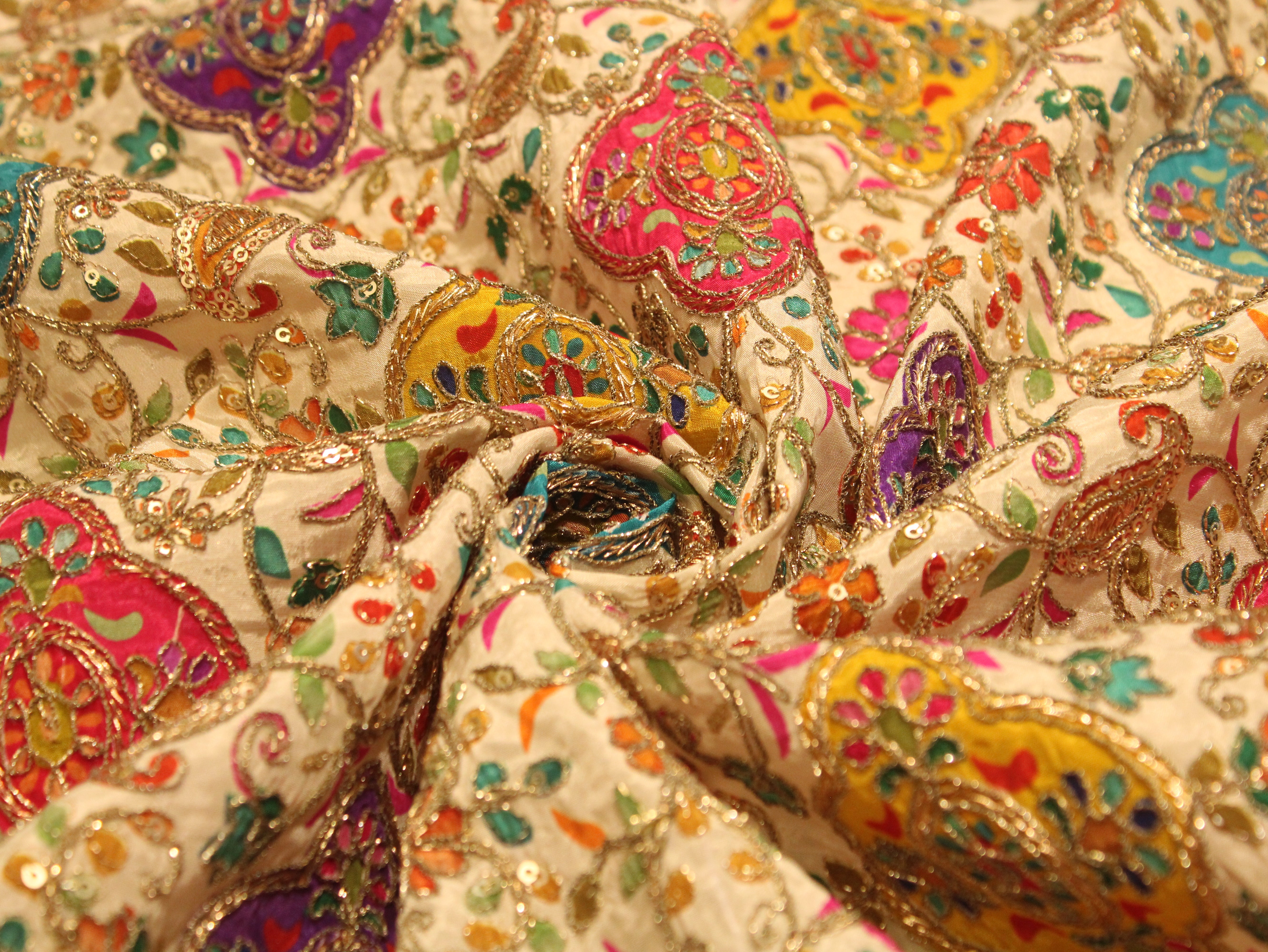 POSH : Premium Coding Work Natural Crepe Fabric