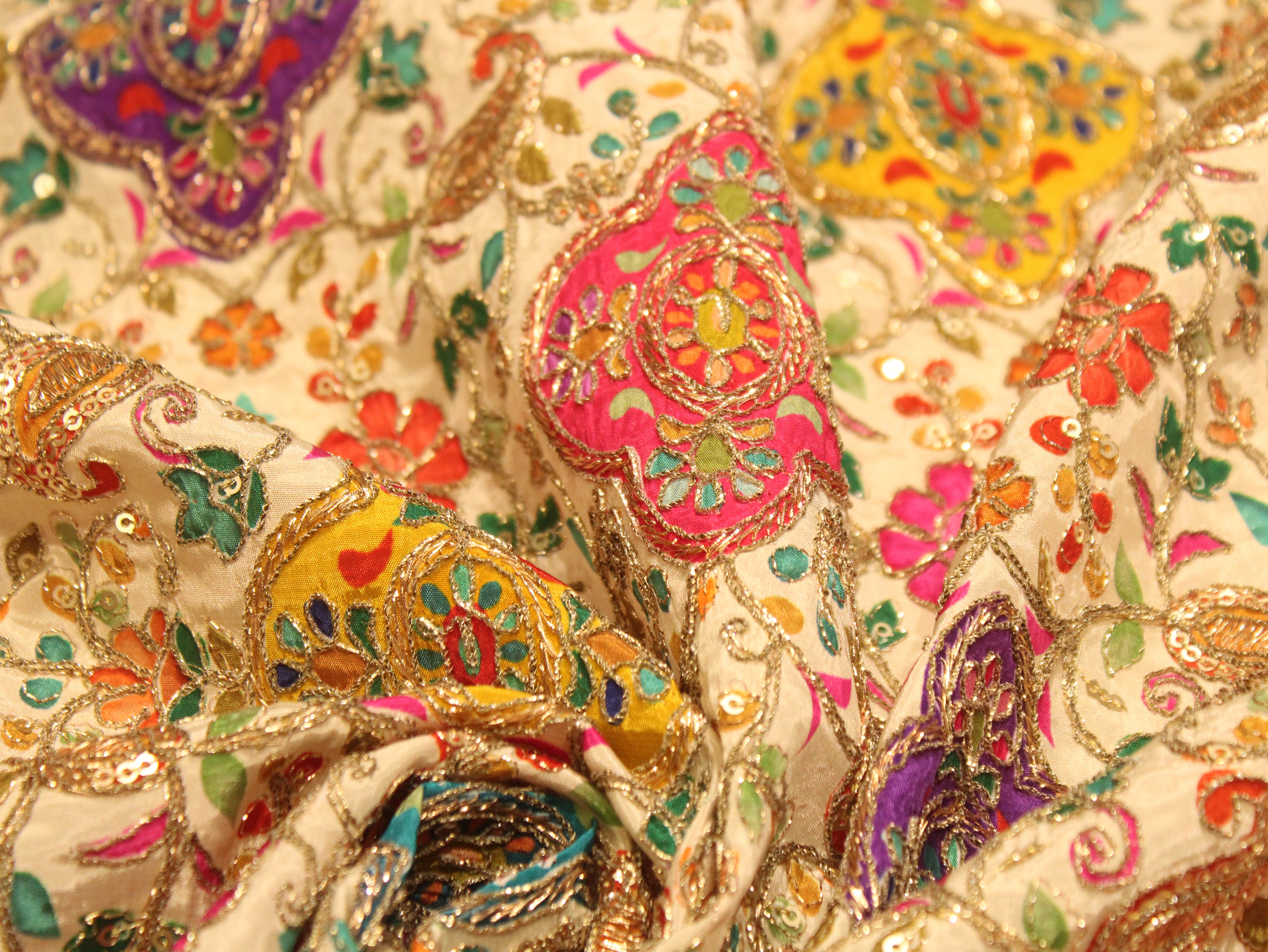POSH : Premium Coding Work Natural Crepe Fabric