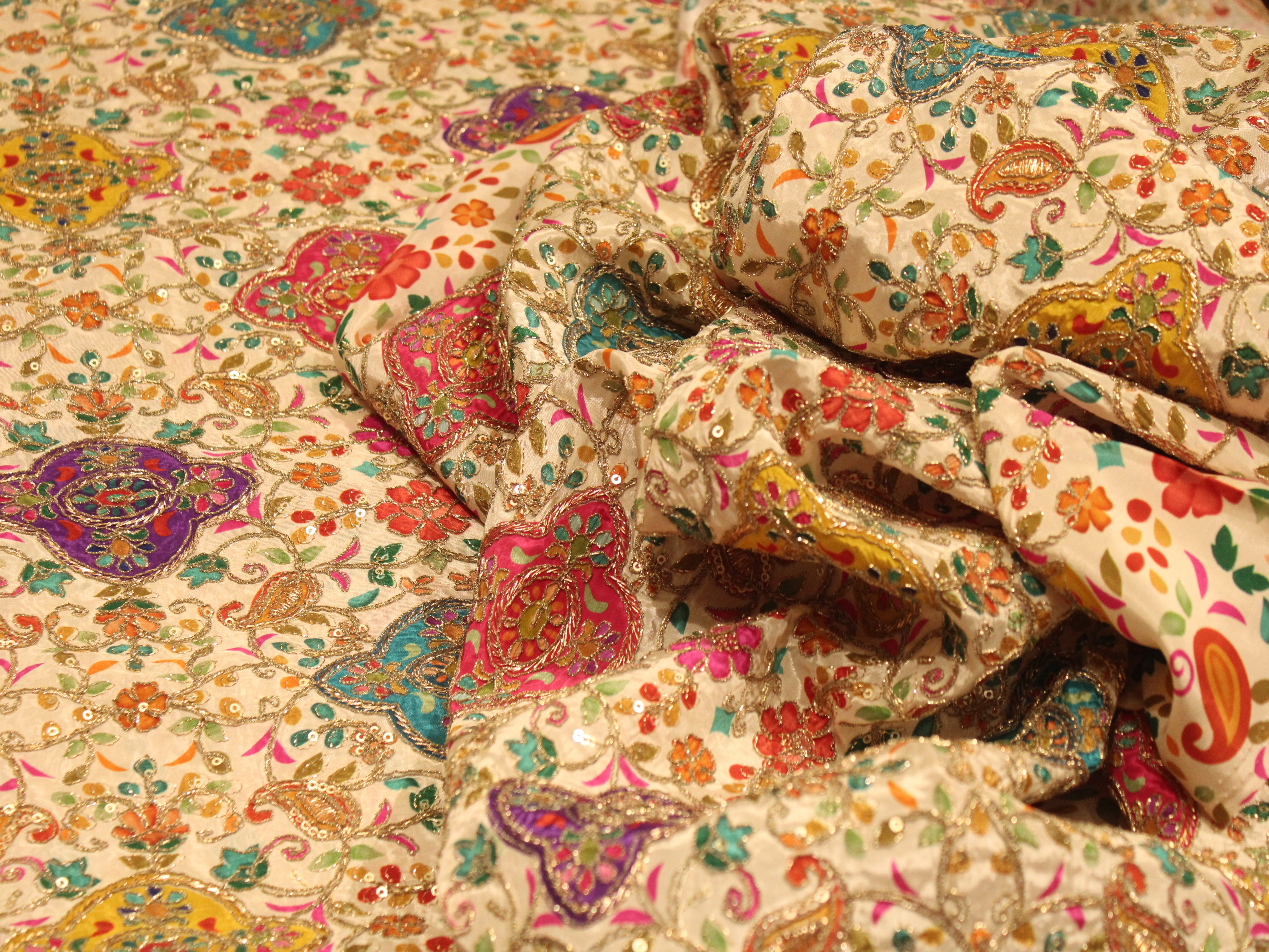 POSH : Premium Coding Work Natural Crepe Fabric