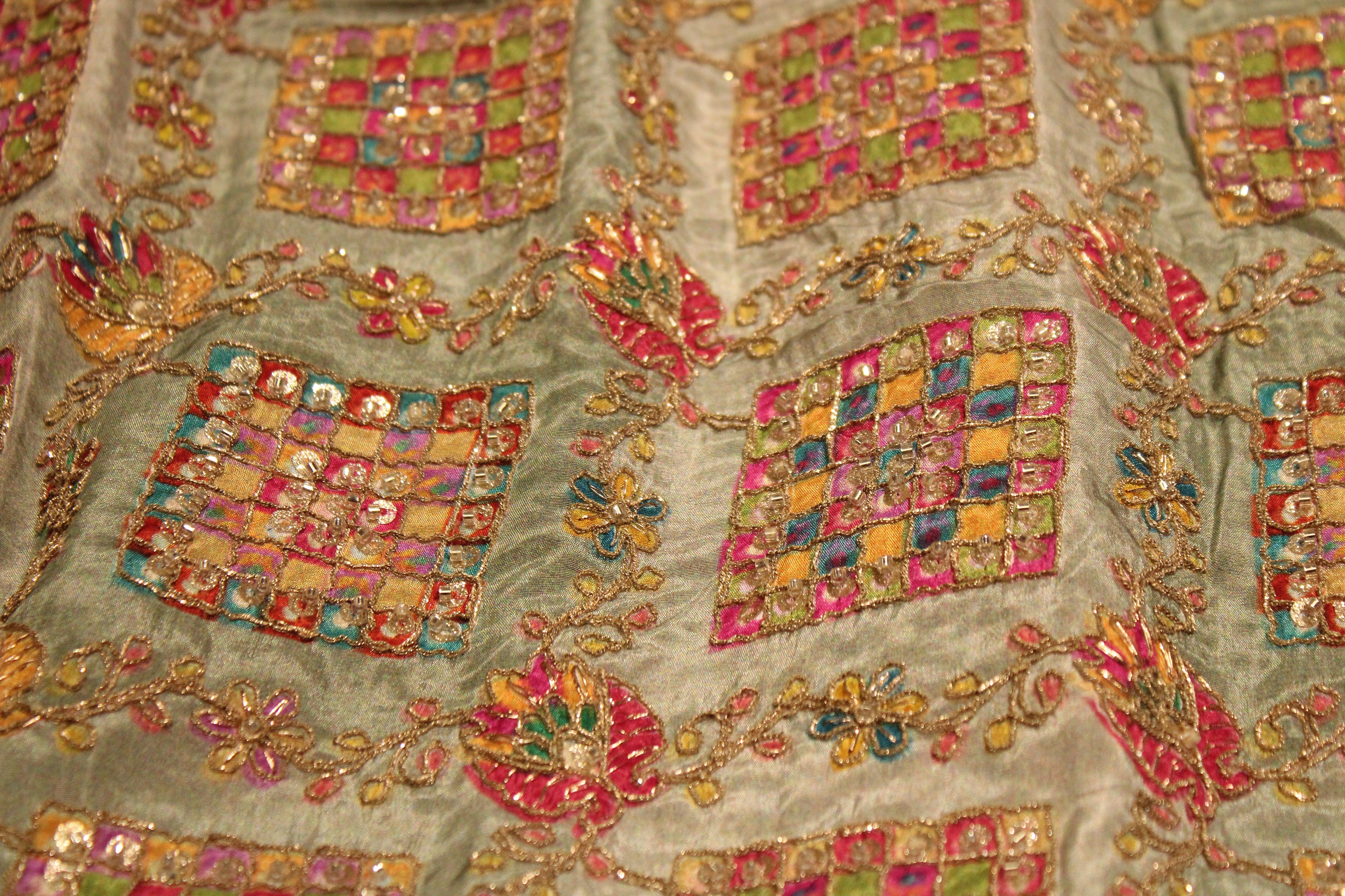 Premium Handcrafted Cut-Dana Work Crepe Fabric – Coding & Position Embellished