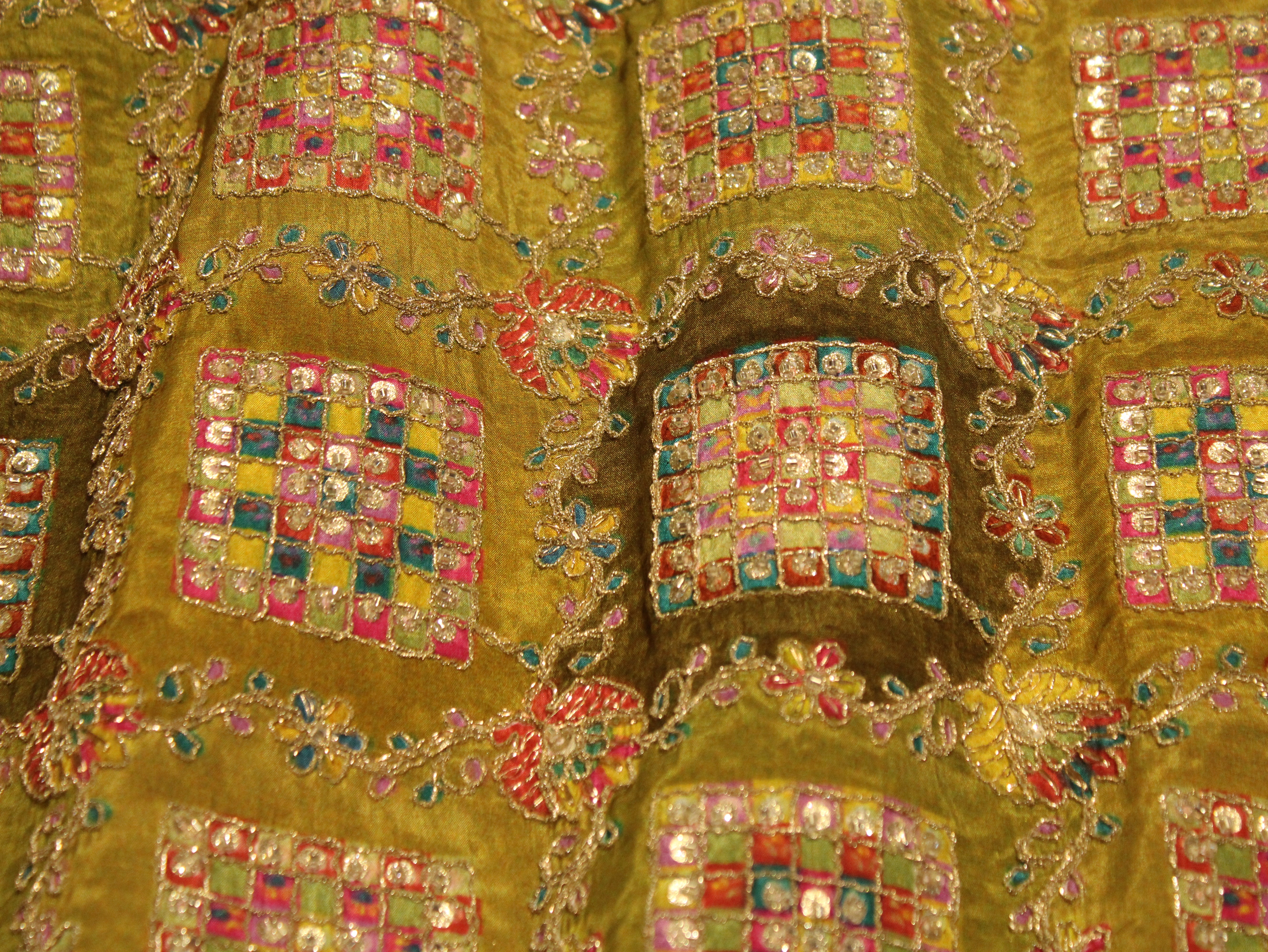 Premium Handcrafted Cut-Dana Work Crepe Fabric – Coding & Position Embellished
