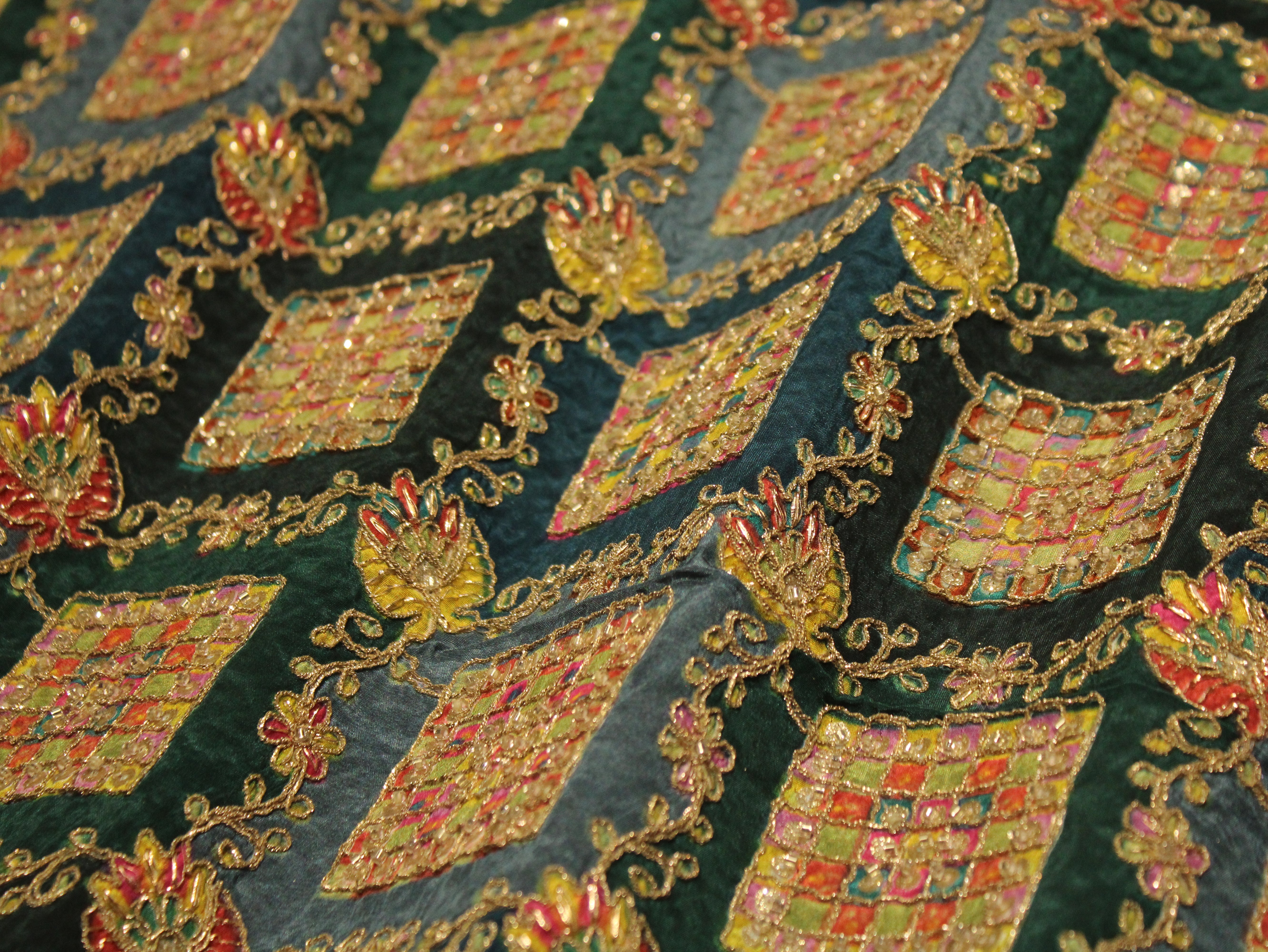 Premium Handcrafted Cut-Dana Work Crepe Fabric – Coding & Position Embellished
