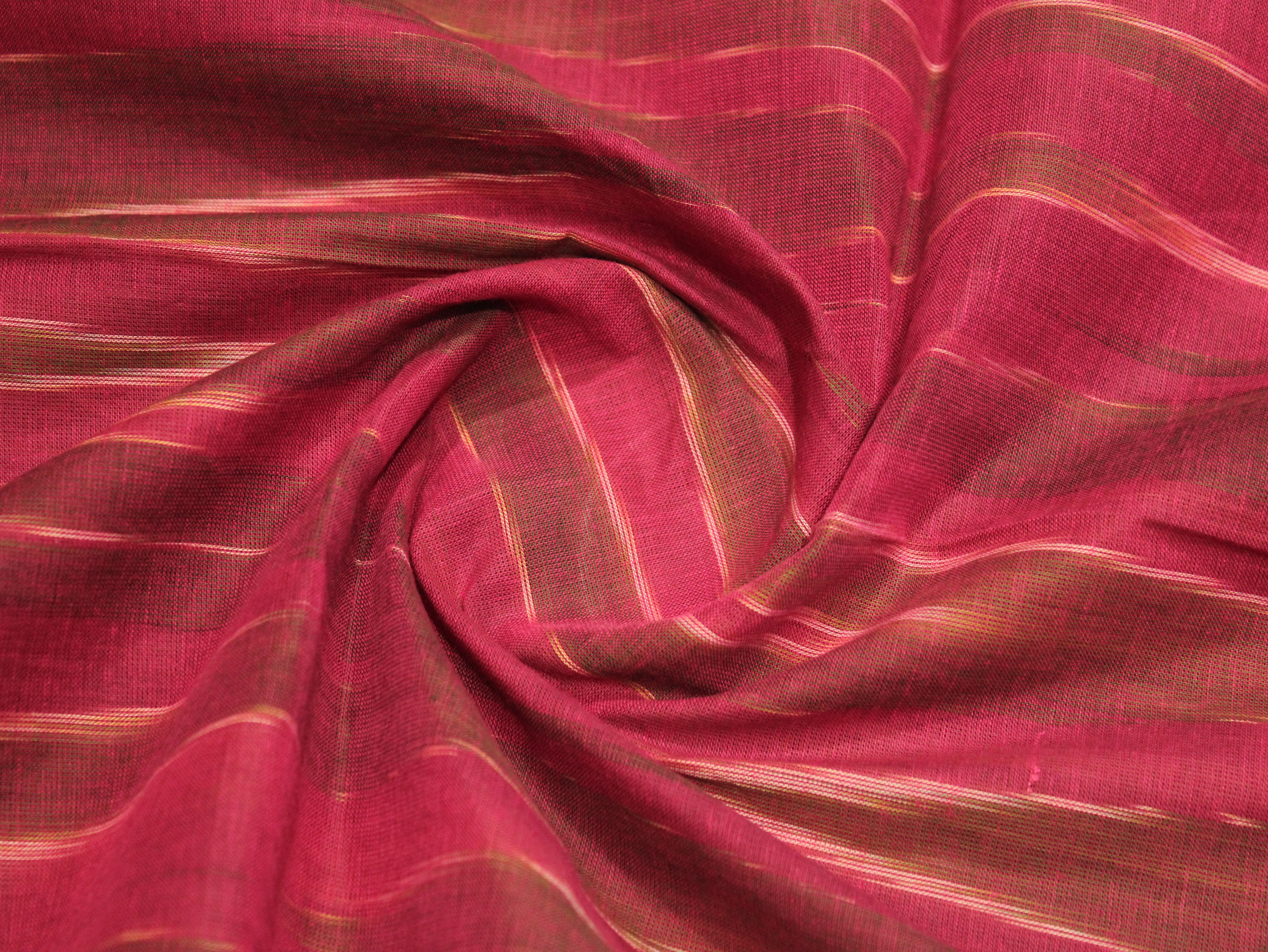 Mfoks : Handloom Pure Cotton Woven Fabric - Dark Rani