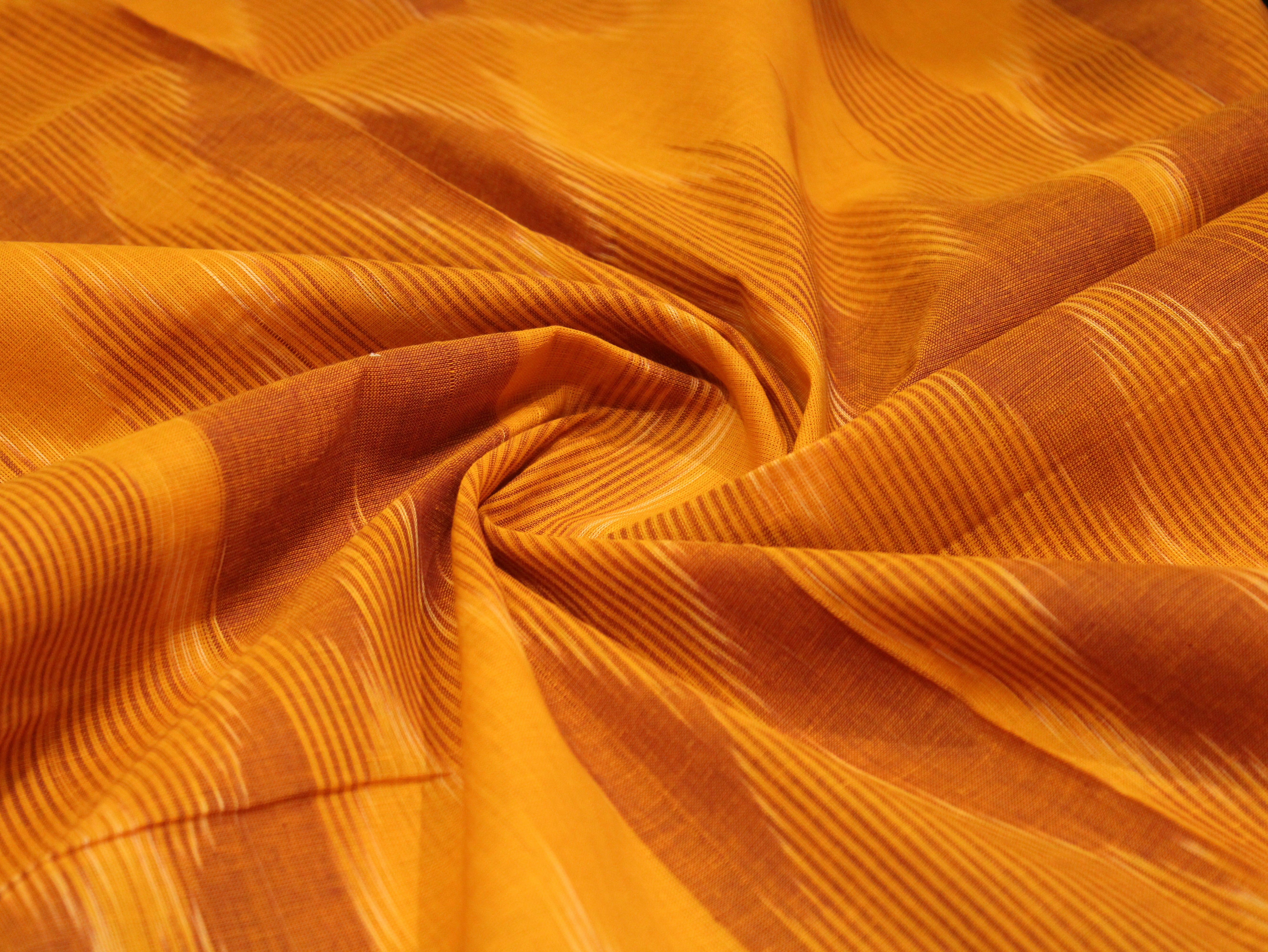 Mfoks : Handloom Pure Cotton Woven Fabric - Mustard