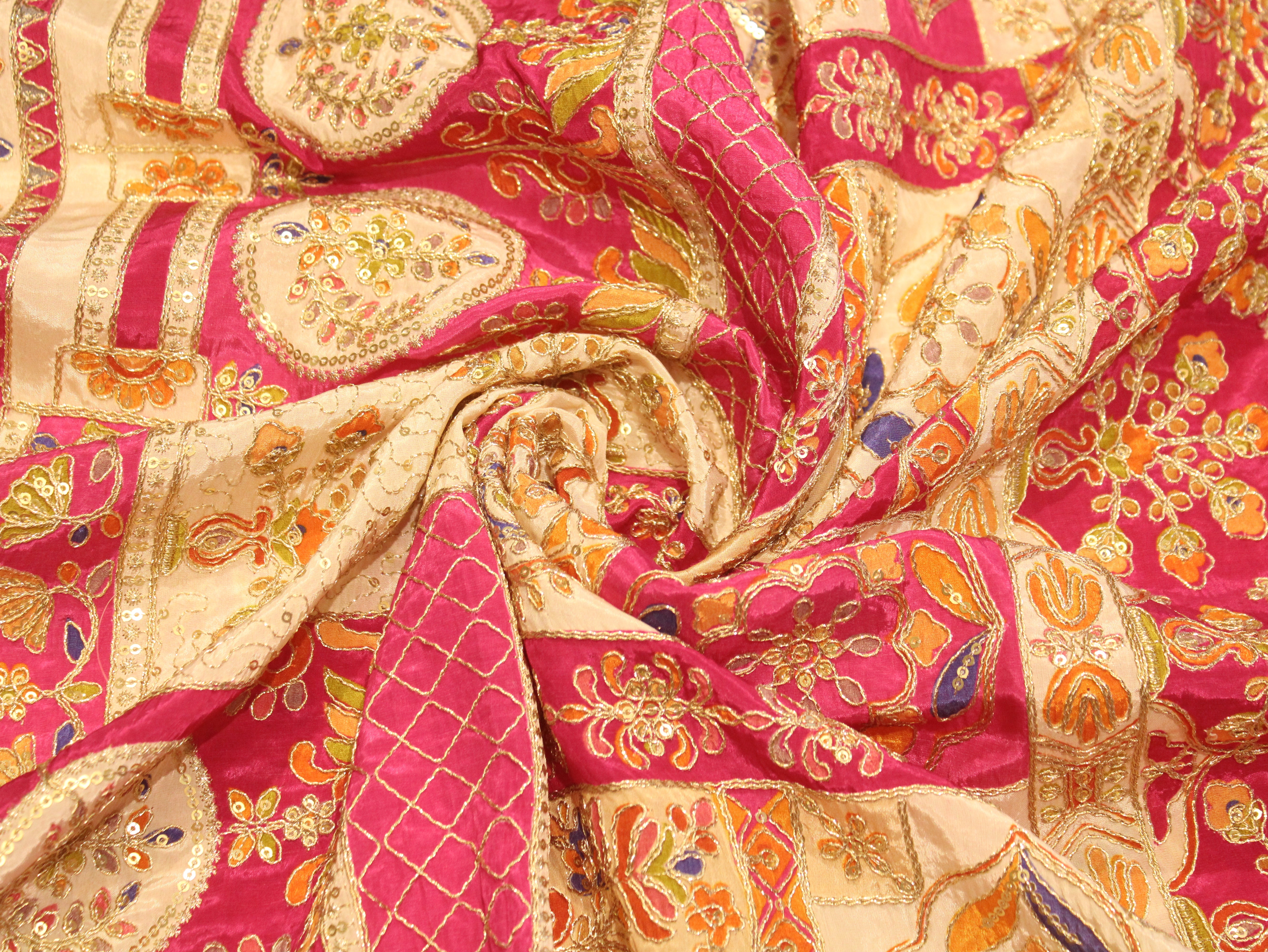 POSH : Premium Coding Work Natural Crepe Fabric - Pink