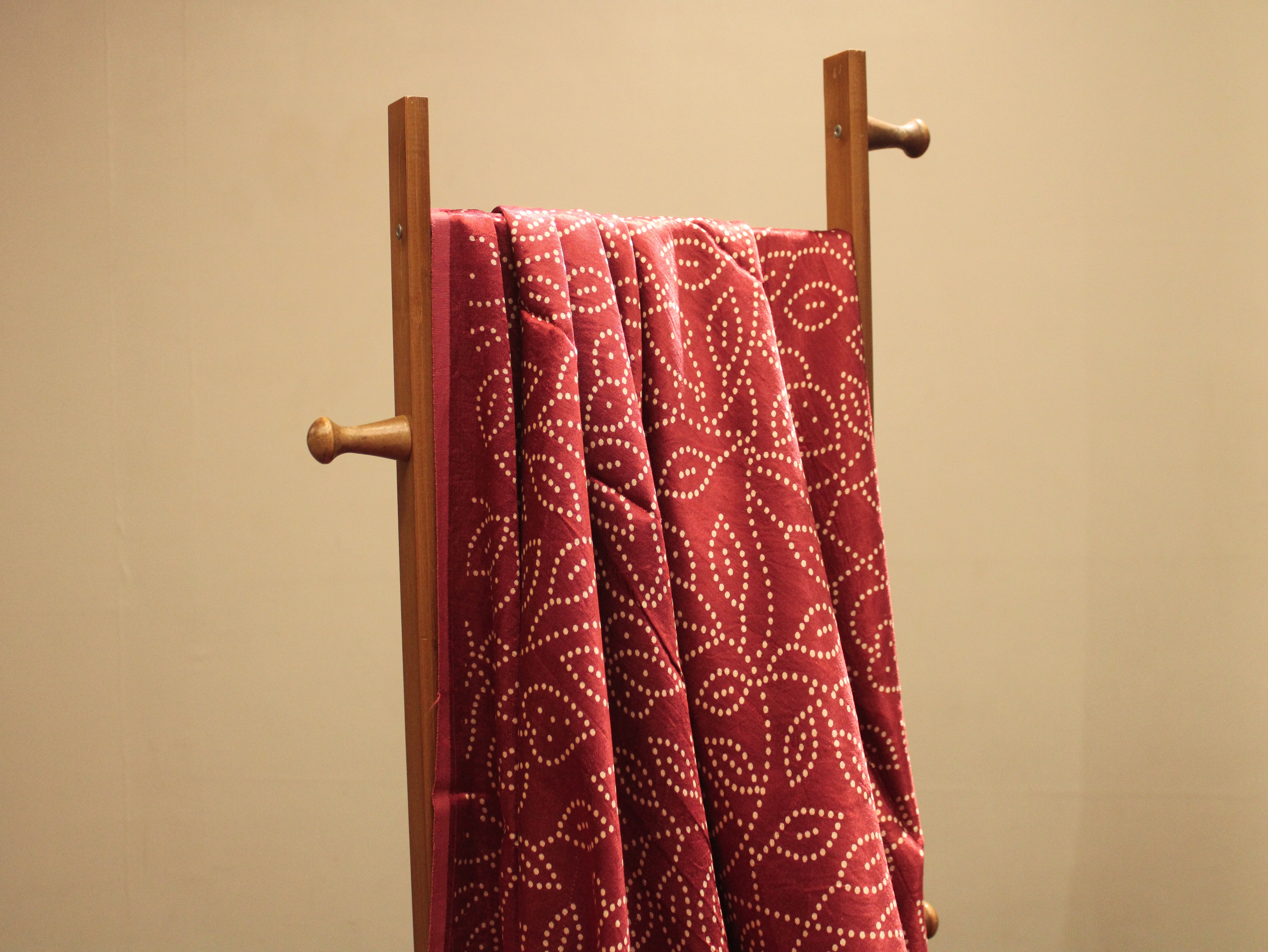 Viscose Gaji Silk Bandhini Fabric - Maroon