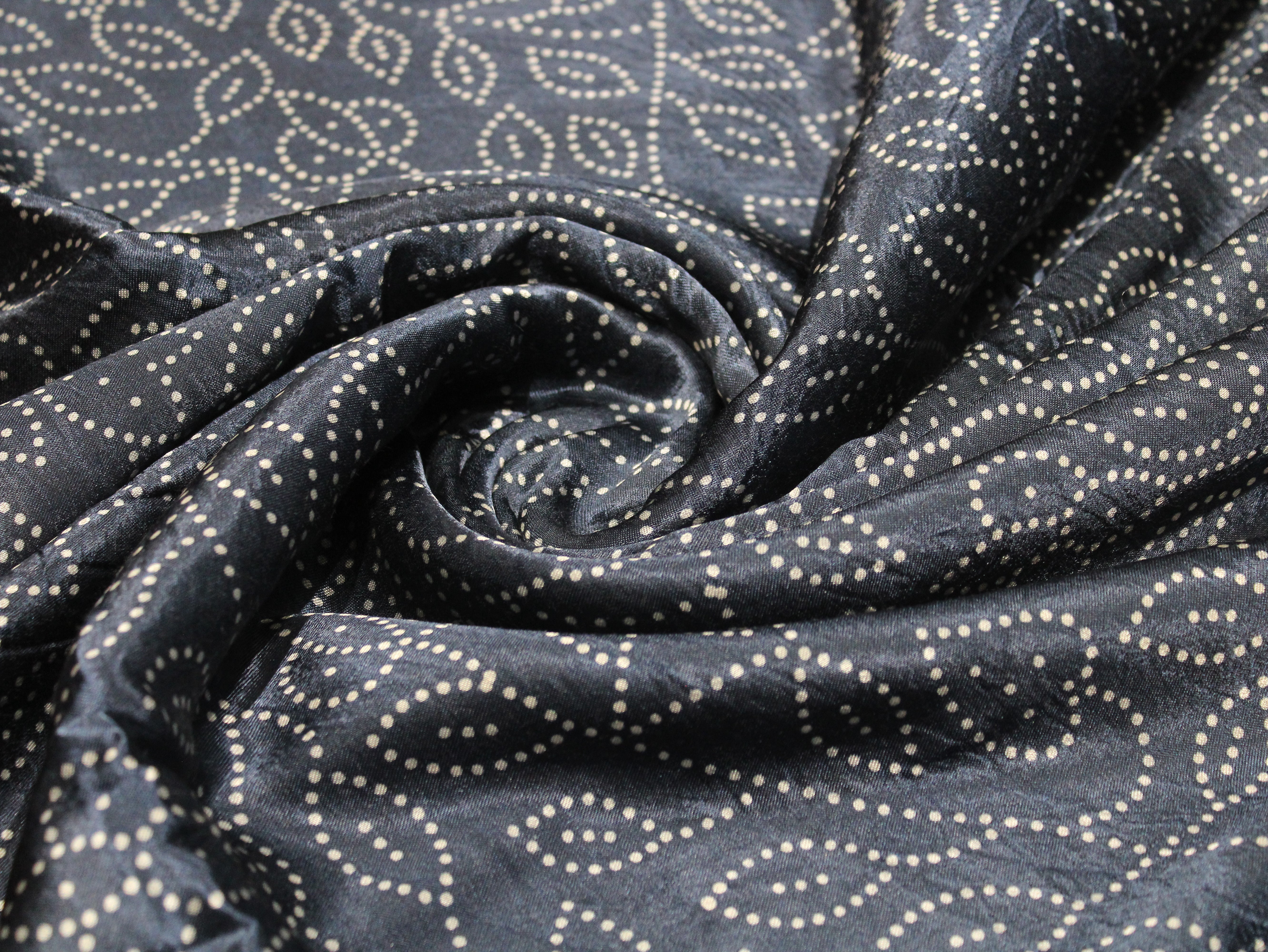 Viscose Gaji Silk Bandhini Fabric - Blue