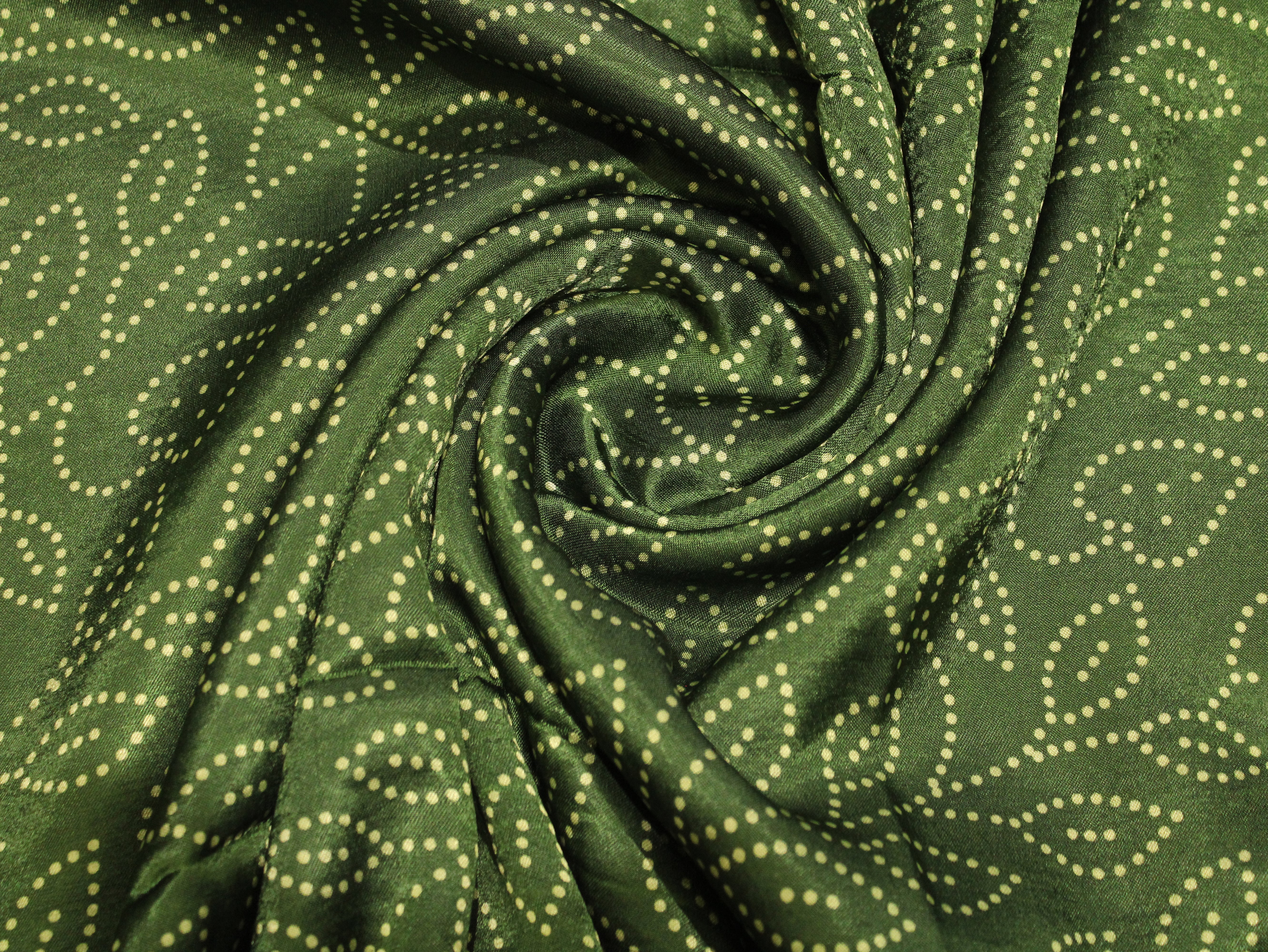 Viscose Gaji Silk Bandhini Fabric - Green